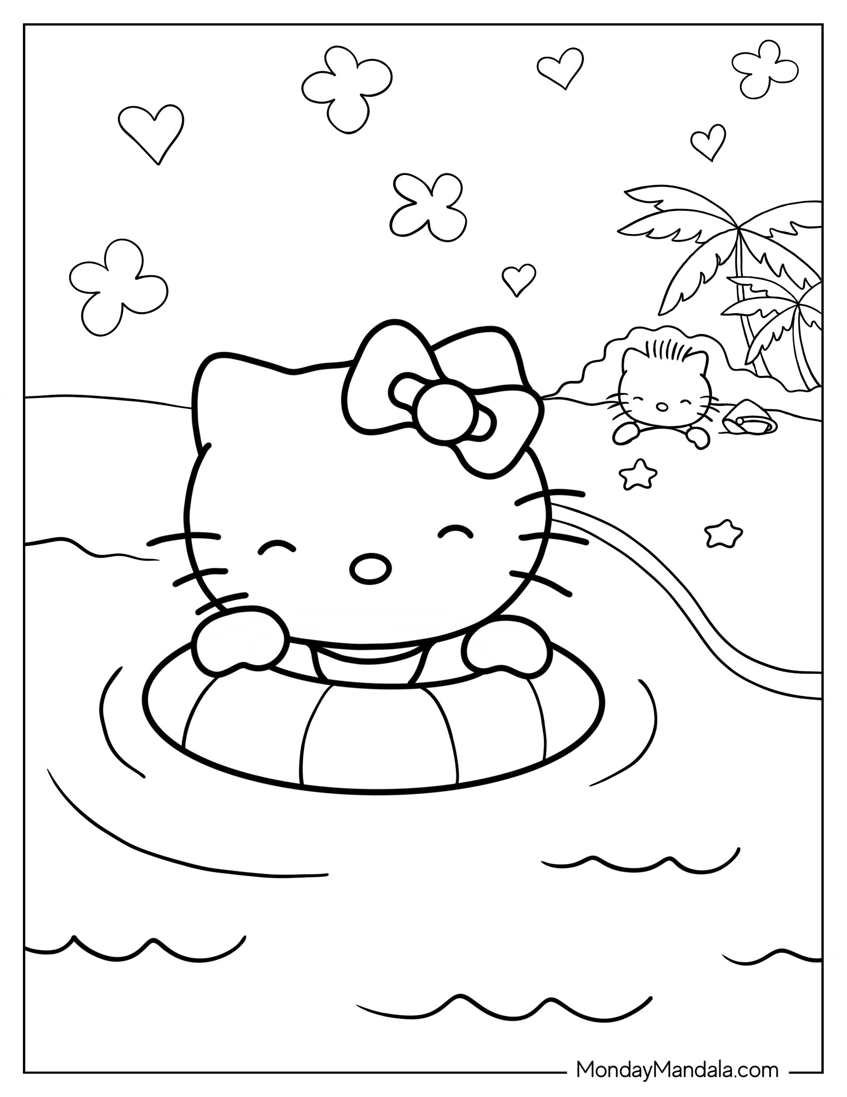 Hello Kitty Playing On The Beach With Dear Daniel