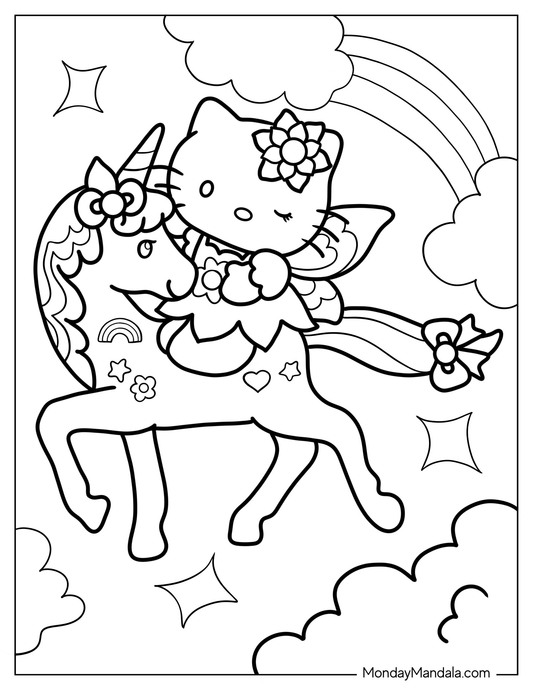 Hello Kitty Riding Unicorn