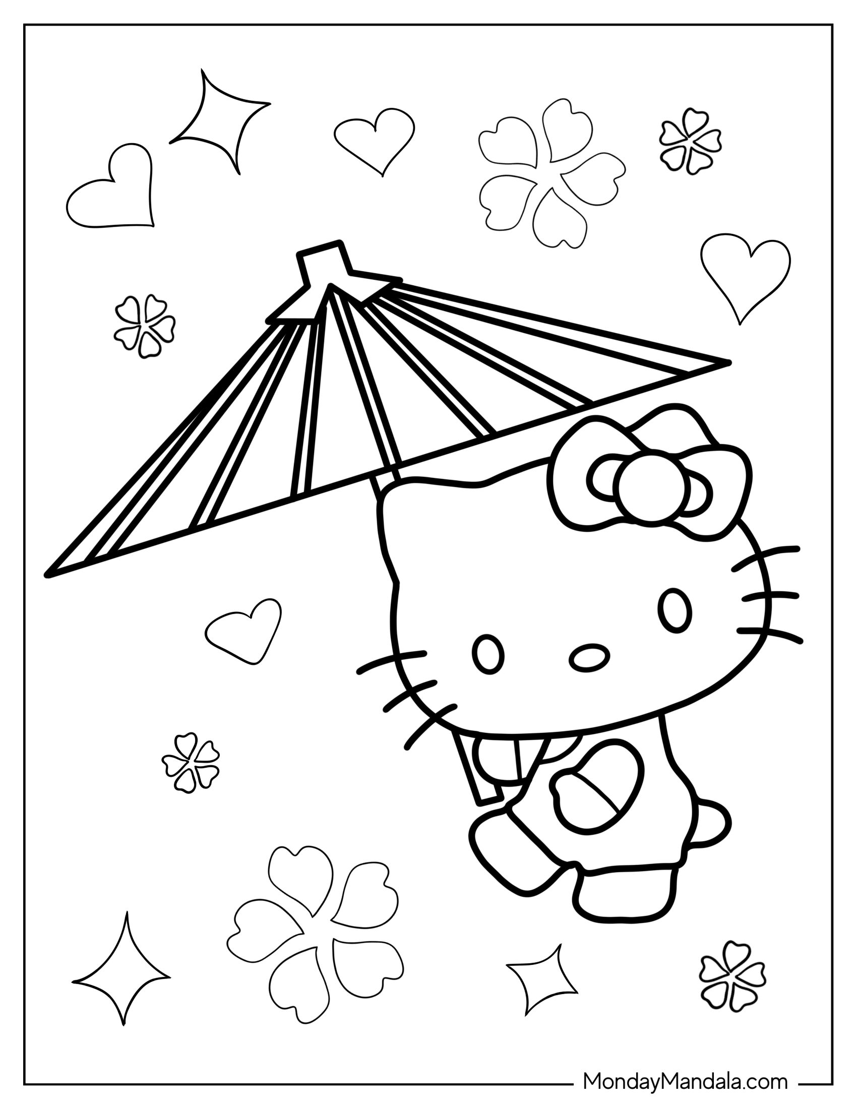 Hello Kitty Using Parasol Coloring In