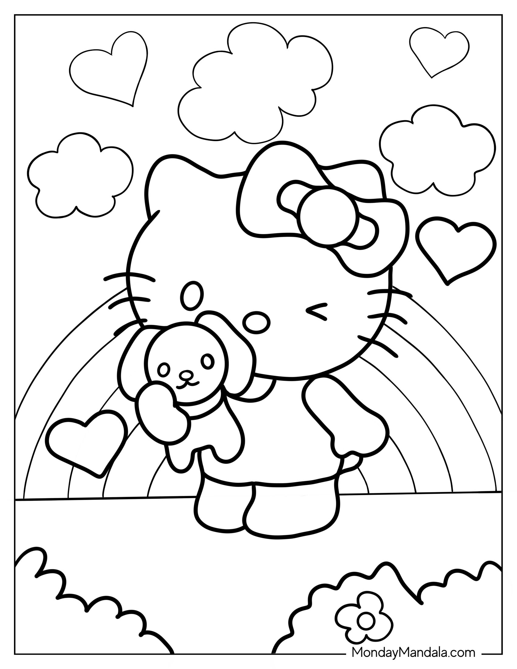 Hello Kitty Winking Coloring Sheet