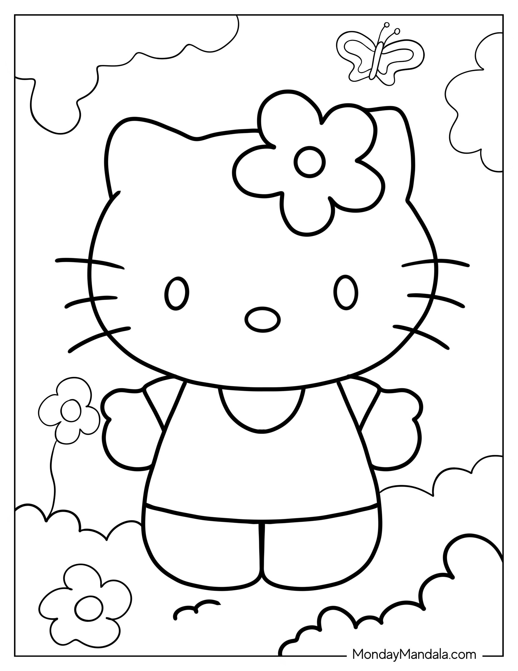 Hello Kitty With Flower On Her Head