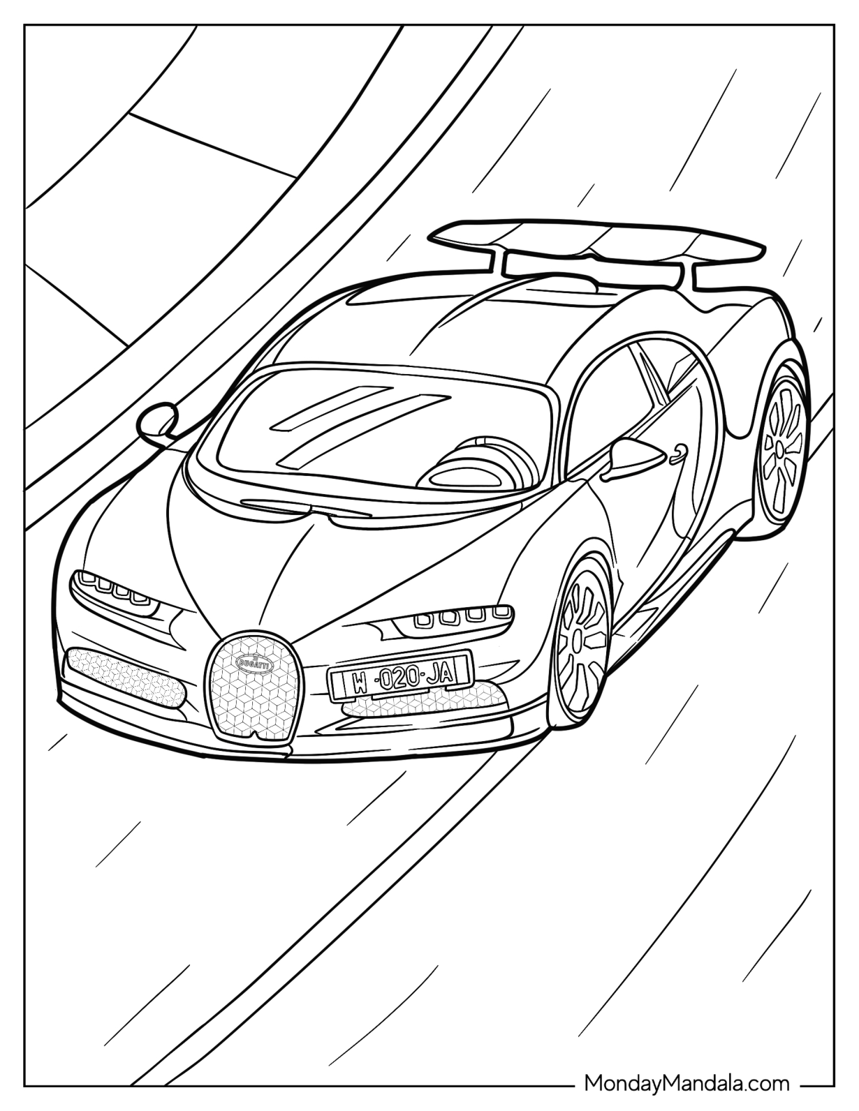 High Speed Bugatti Coloring Page Chiron On The Road