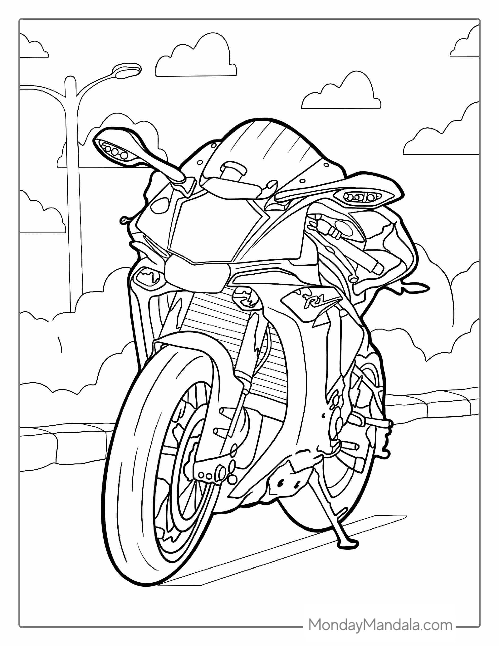 Honda Motorcycle Coloring Sheet For Kids