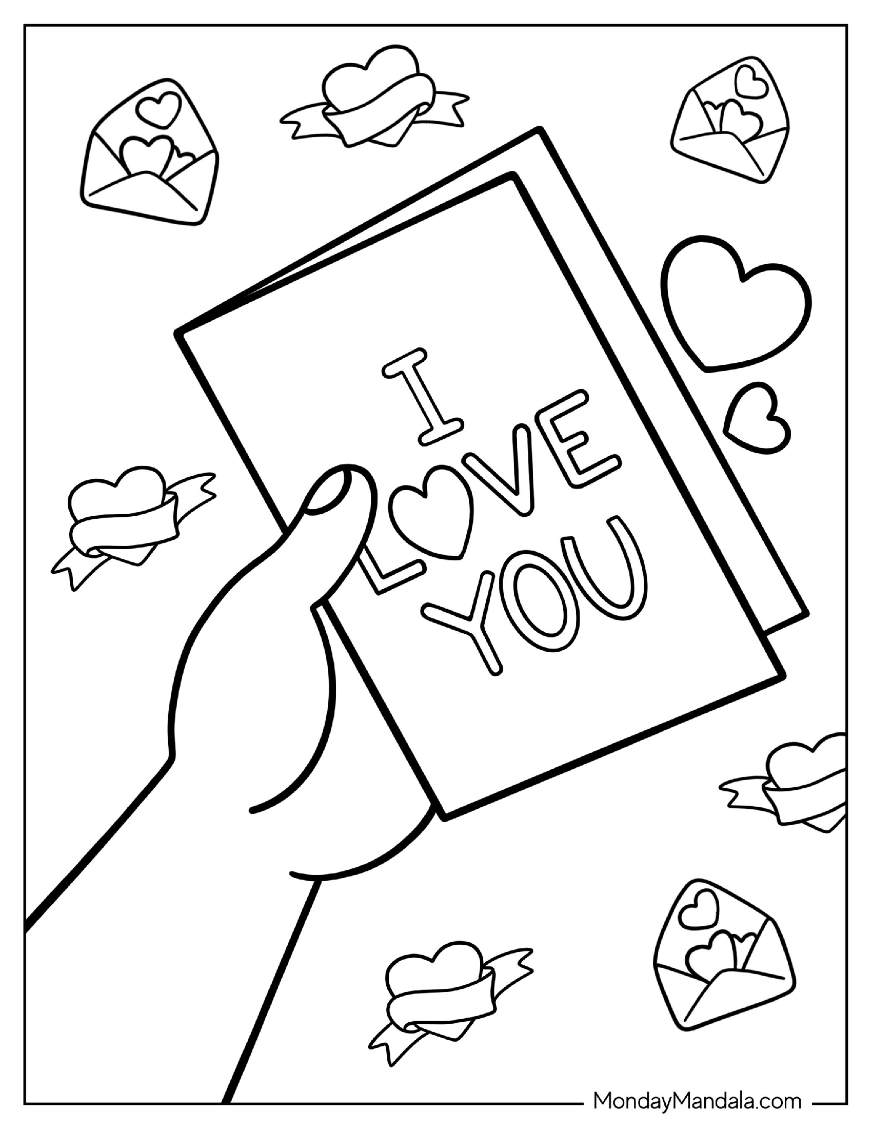 I Love You Card Coloring Page