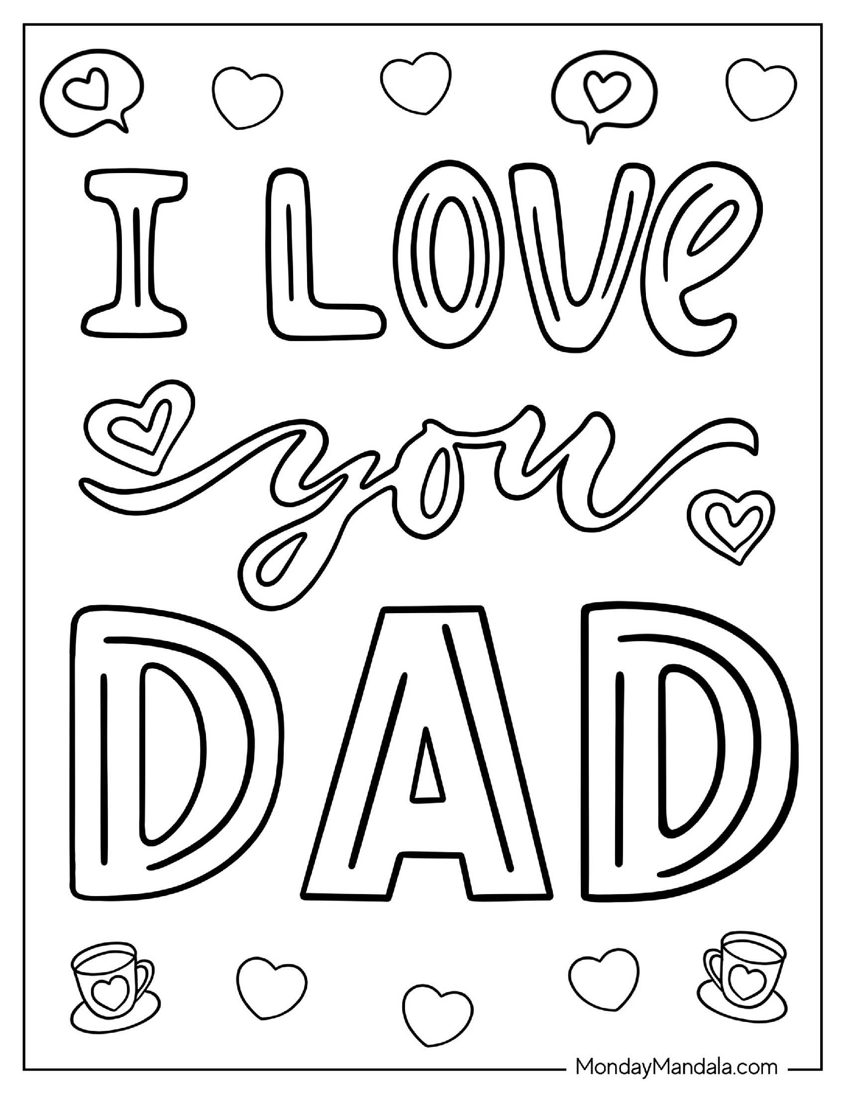 I Love You Dad Coloring Page