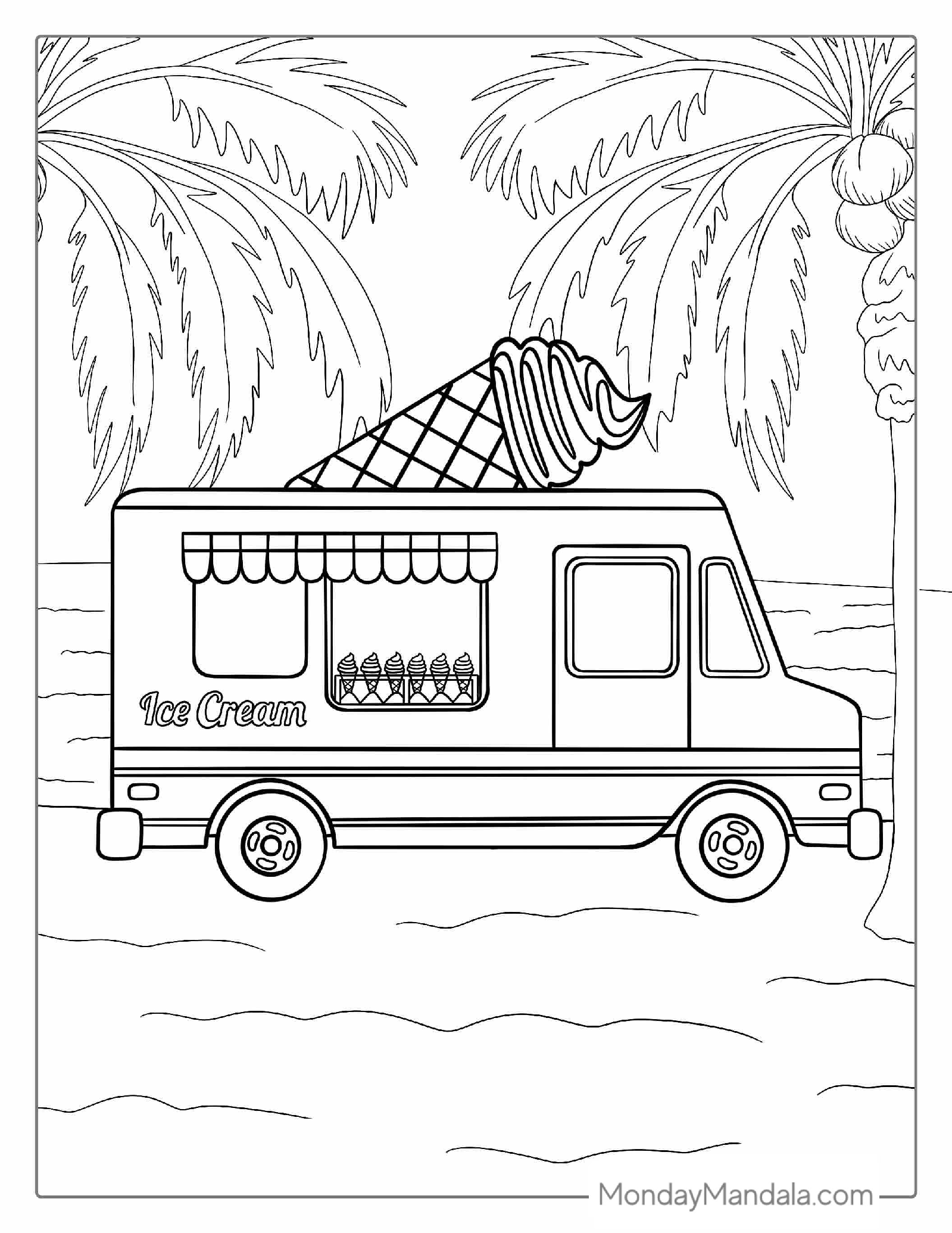 Ice Cream Truck Coloring Sheet