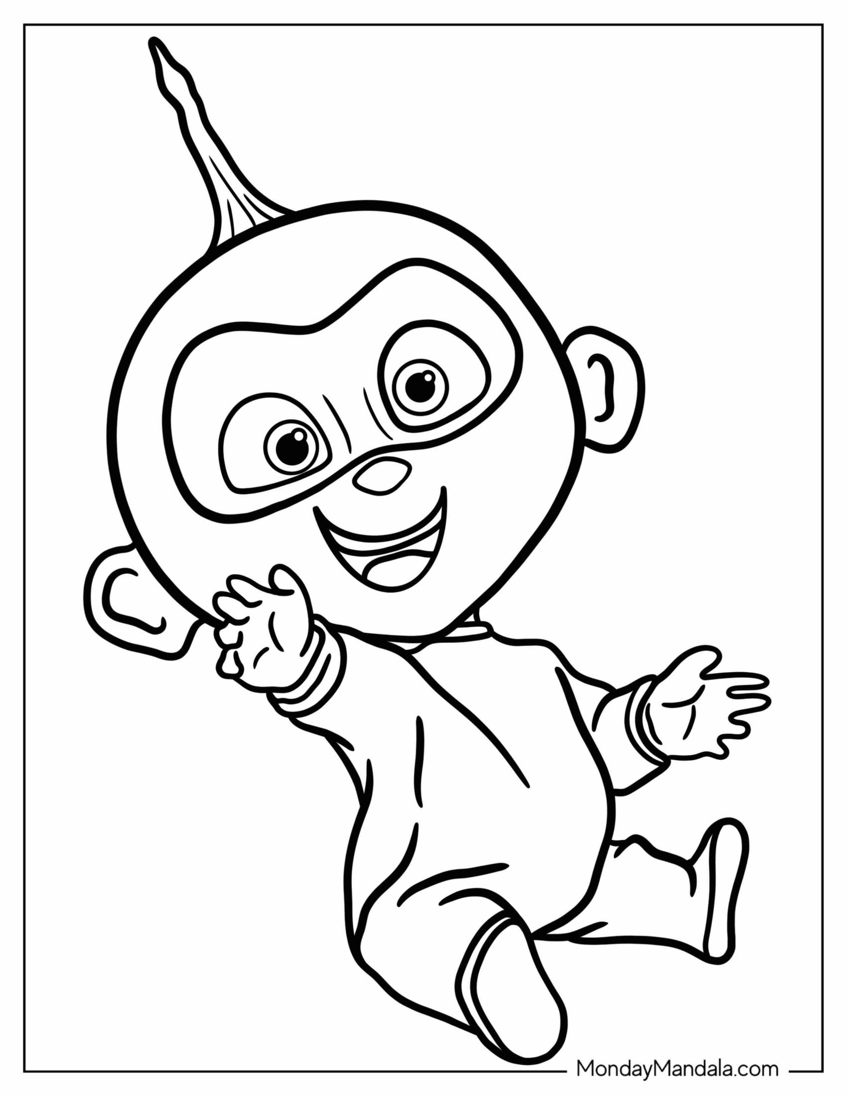 Incredibles Coloring Page Of Jack Jack Smiling