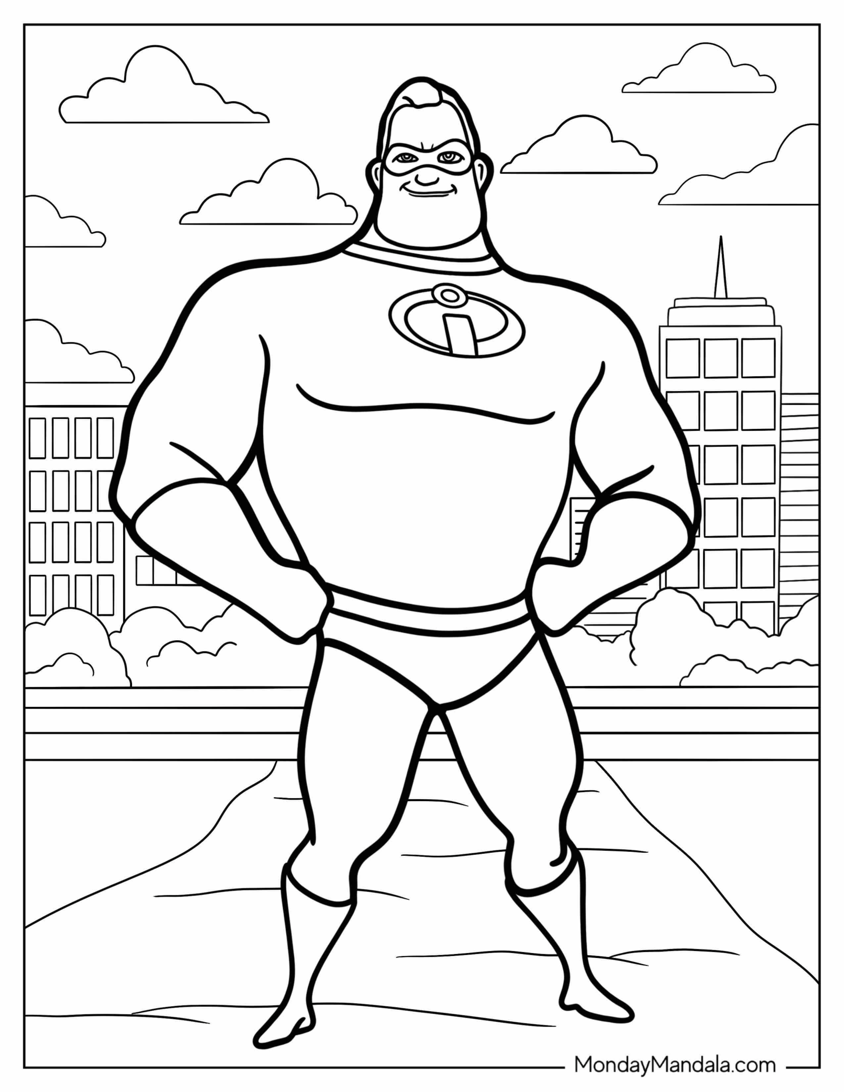 Incredibles Coloring Page Of Mr. Incredibles Outline Coloring