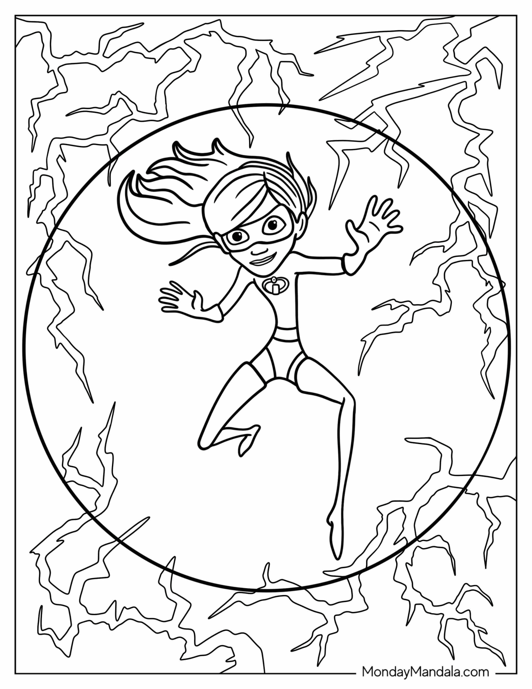 Incredibles Coloring Page Of Violet Inside Force Field