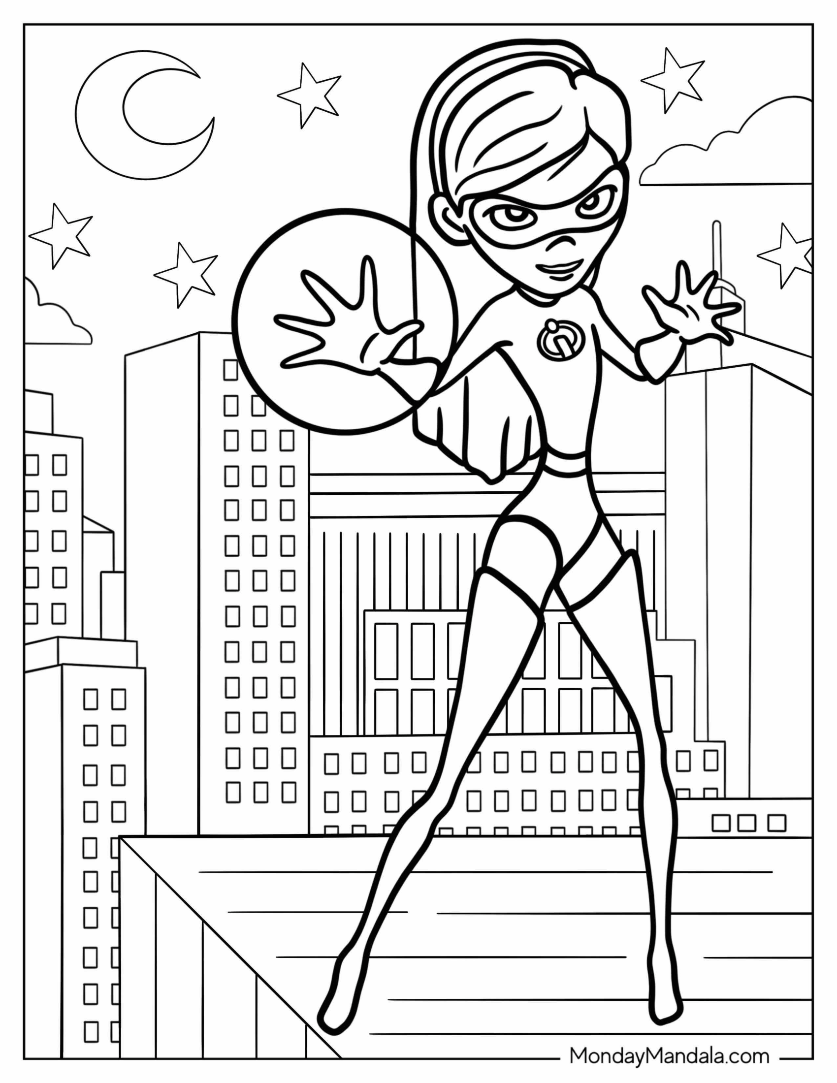 Incredibles Coloring Page Of Violet Using Force Field