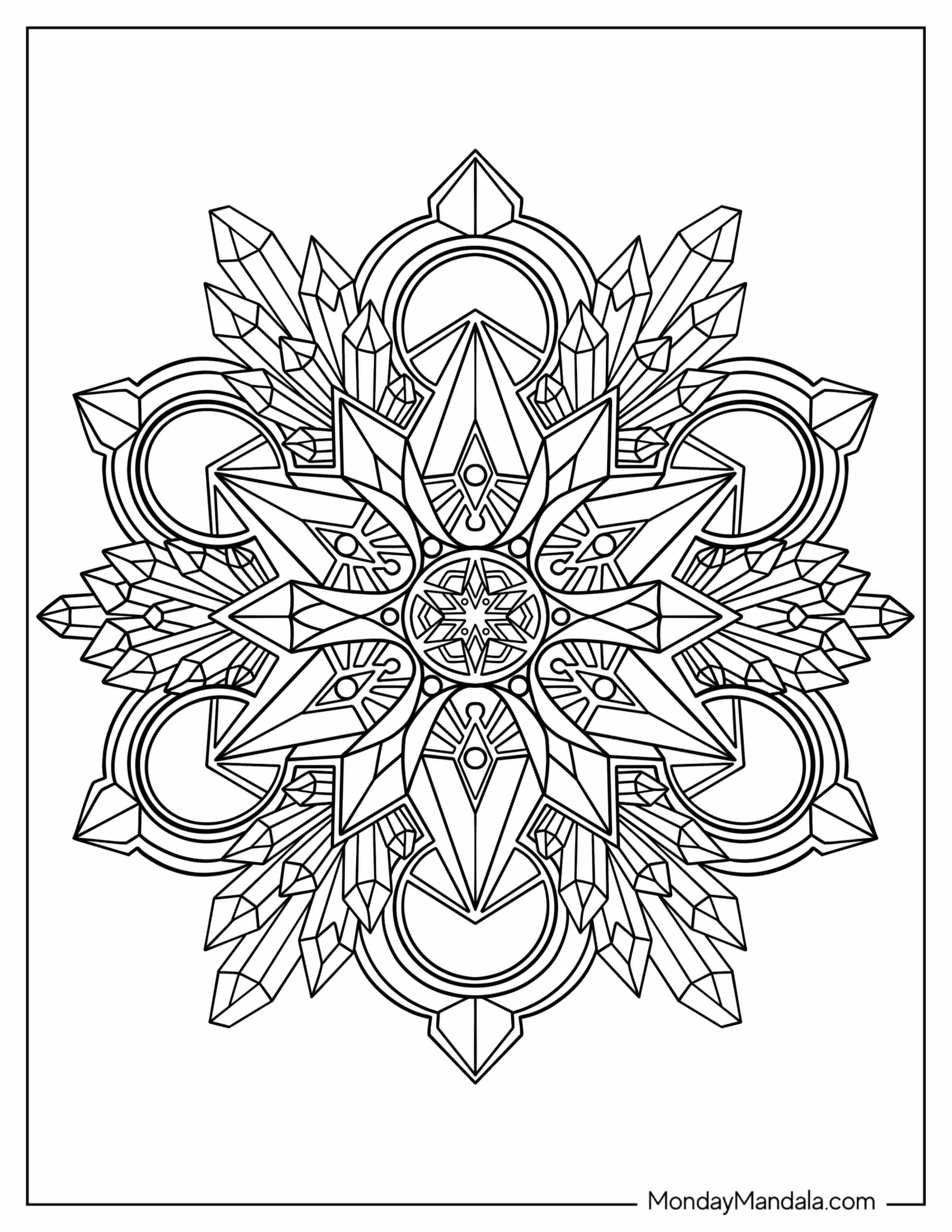 Intricate Crystal Coloring Page Of Mandala