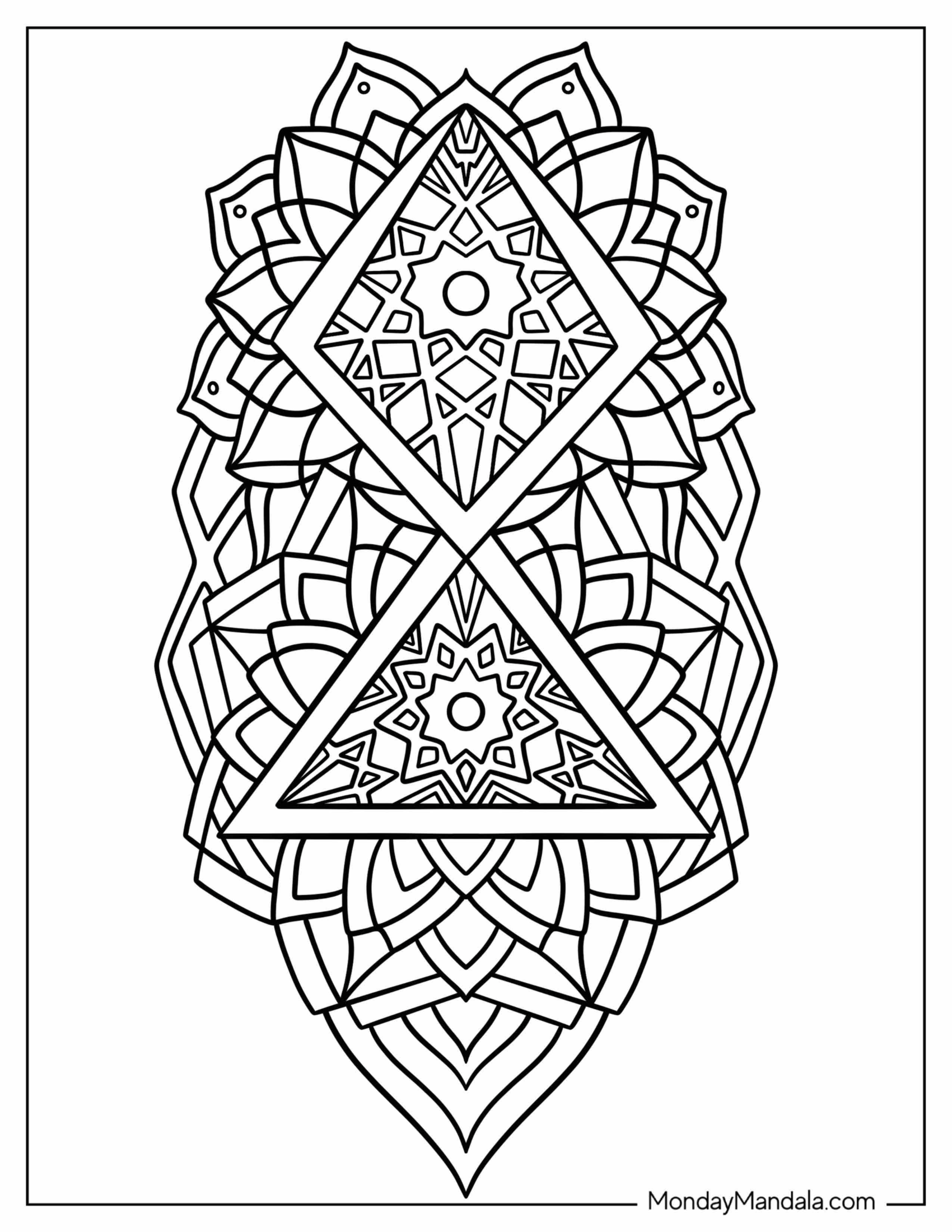 Intricate Geometric Coloring Page Of Petal Mandala