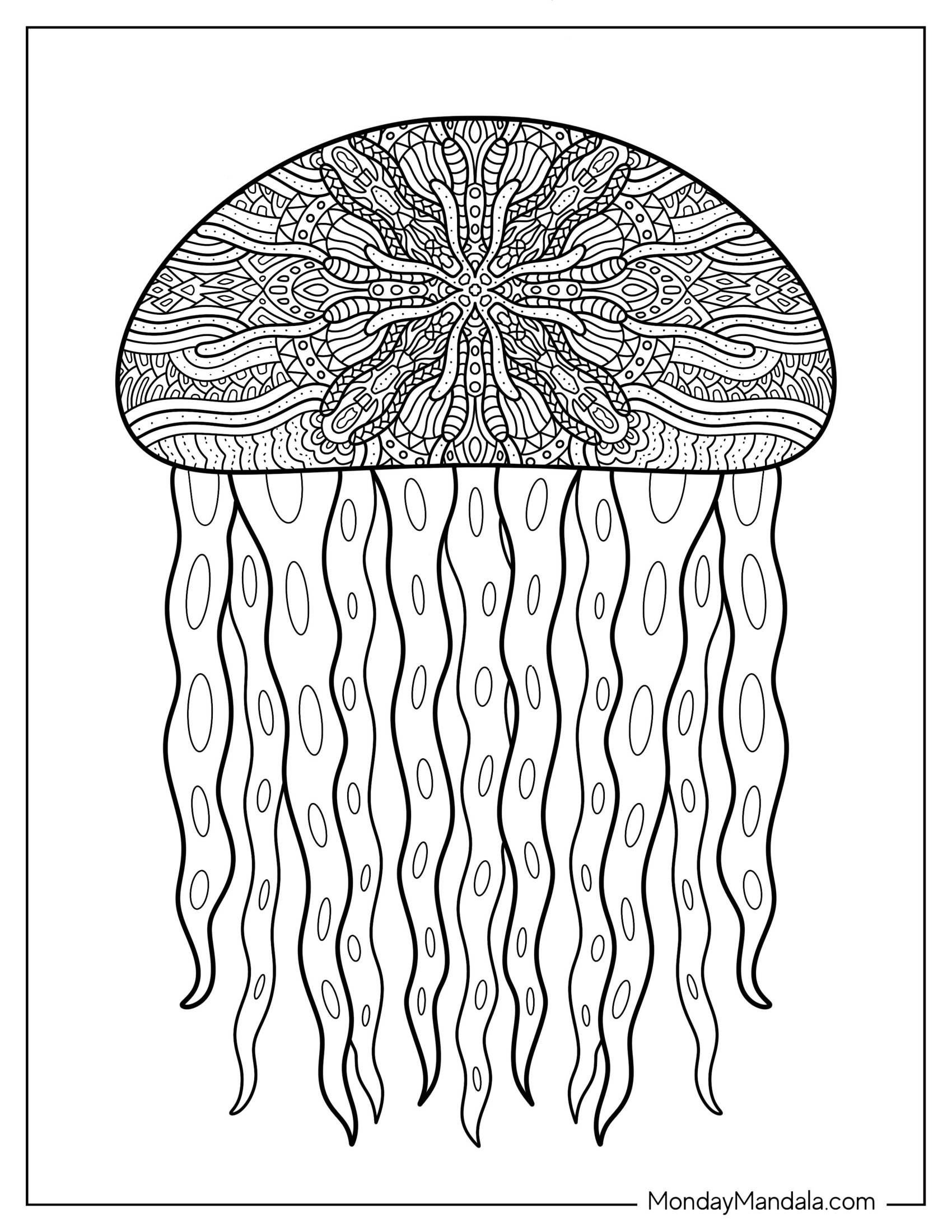 Intricate Jellyfish Coloring Page Mandala