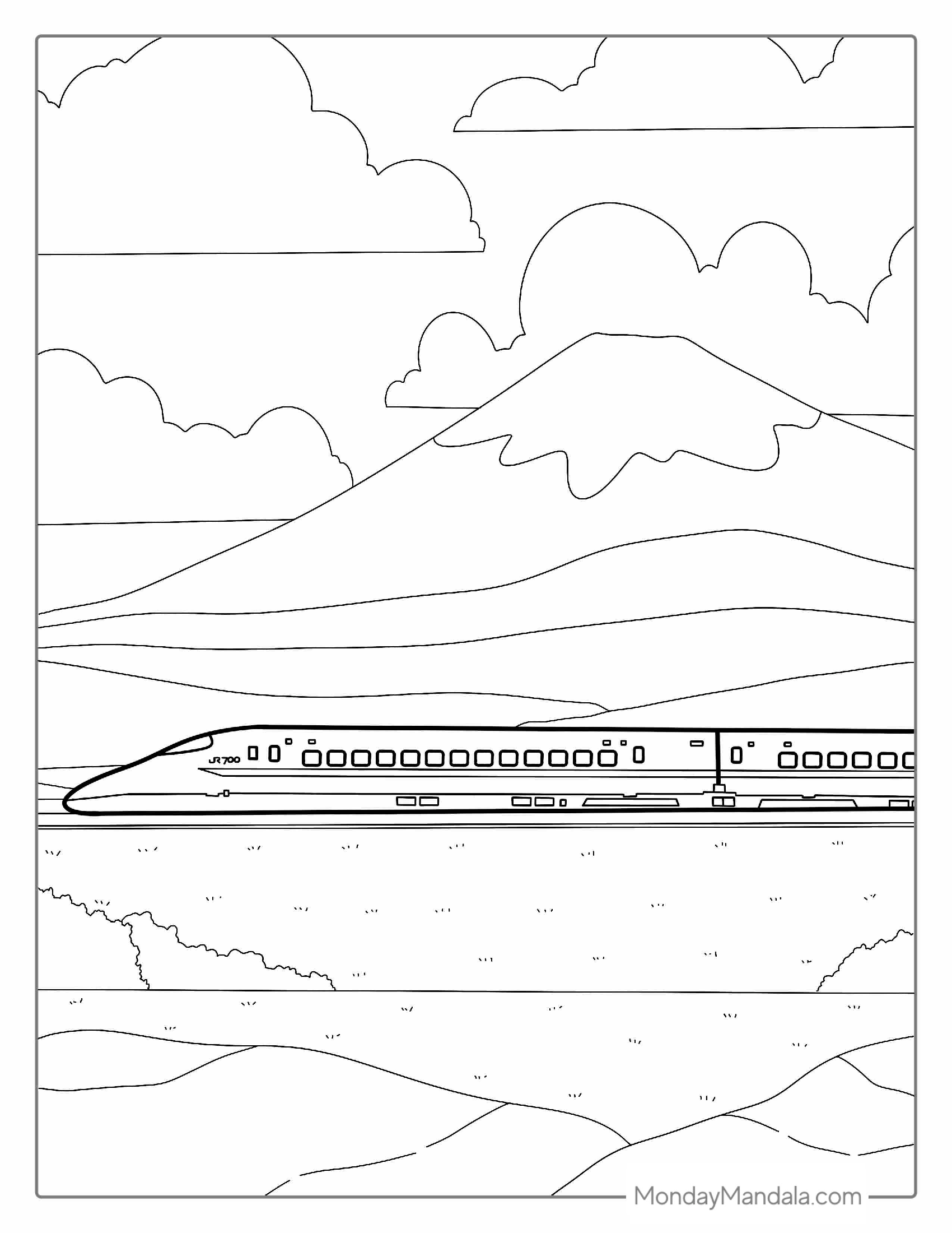 Japanese Bullet Train Coloring Page