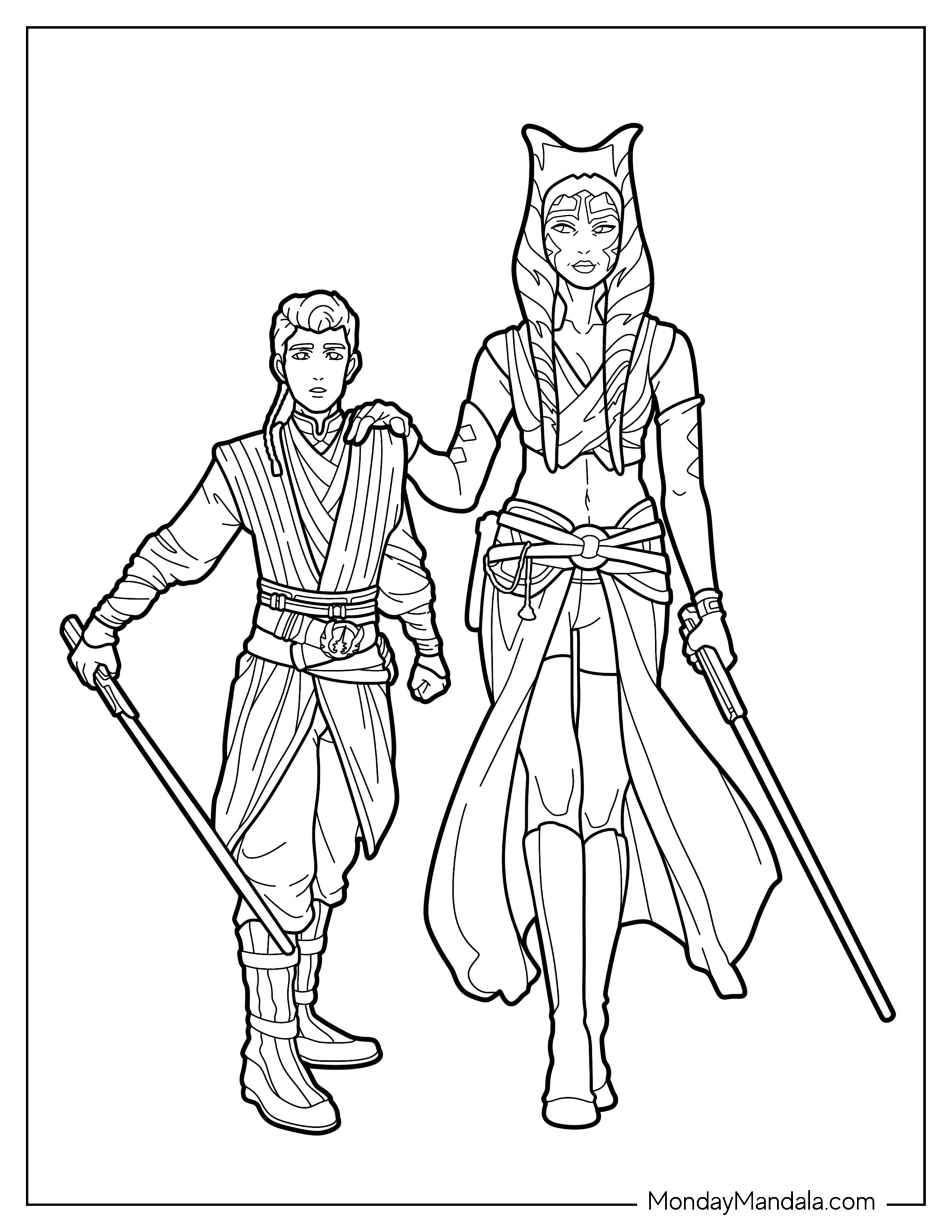 Jedi Knight Ahsoka Coloring Page And Padawan Anakin