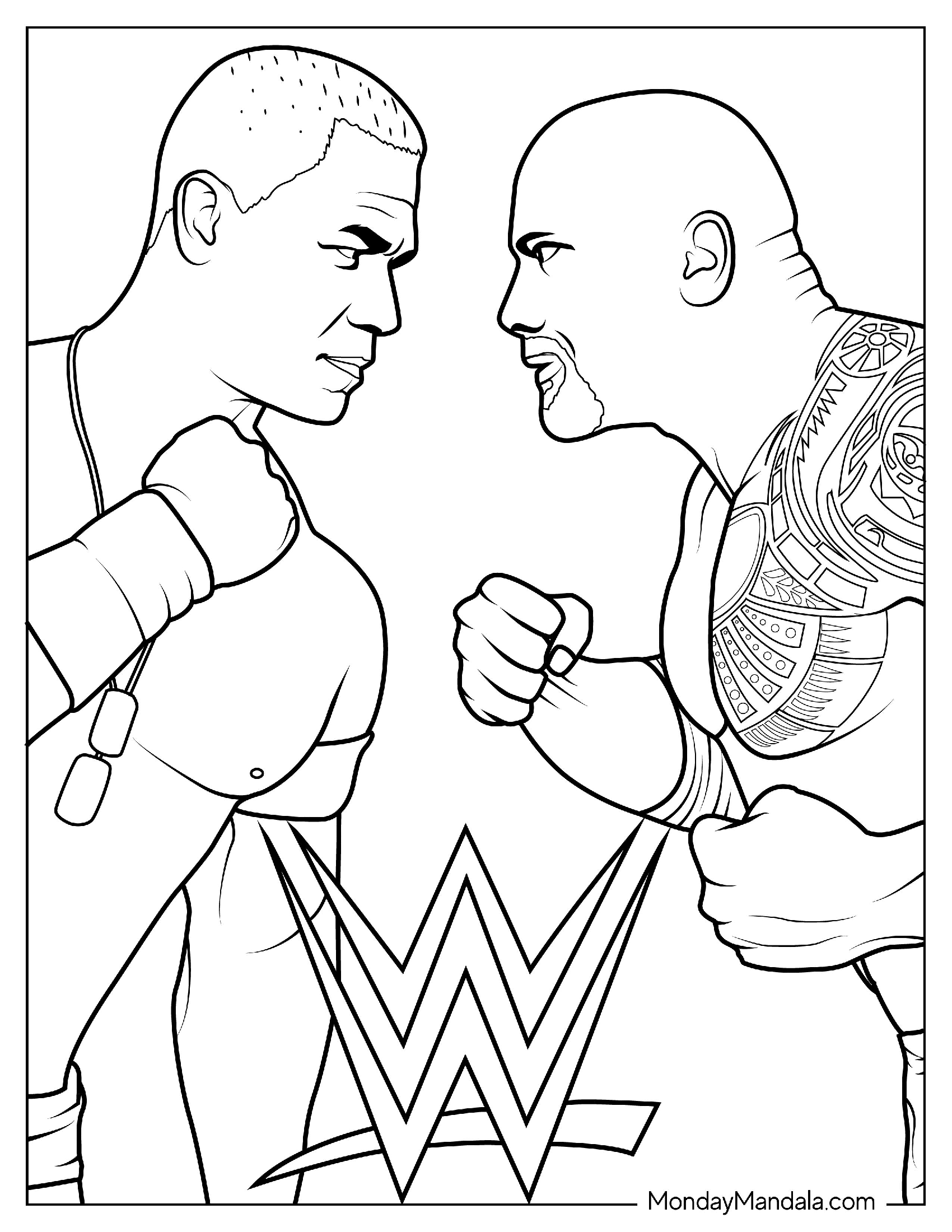 John Cena Vs The Rock WWE Coloring Sheet