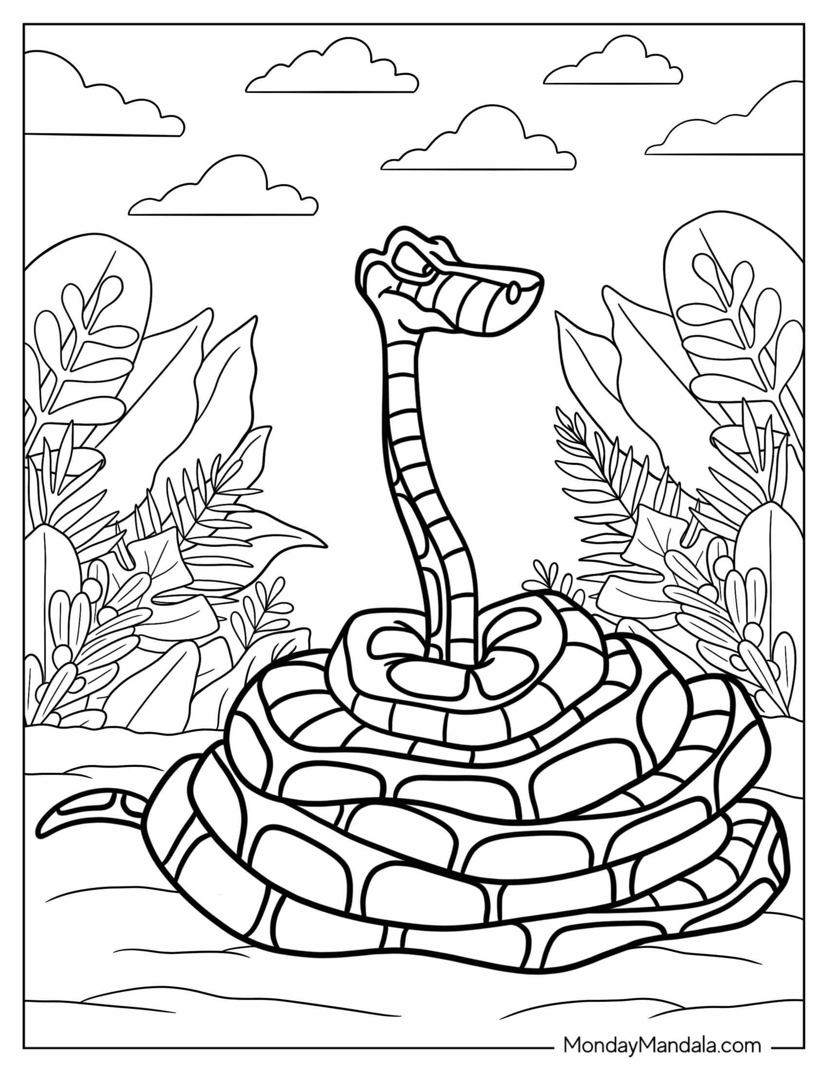 Jungle Book Coloring Page Of Kaa The Snake In A Coil