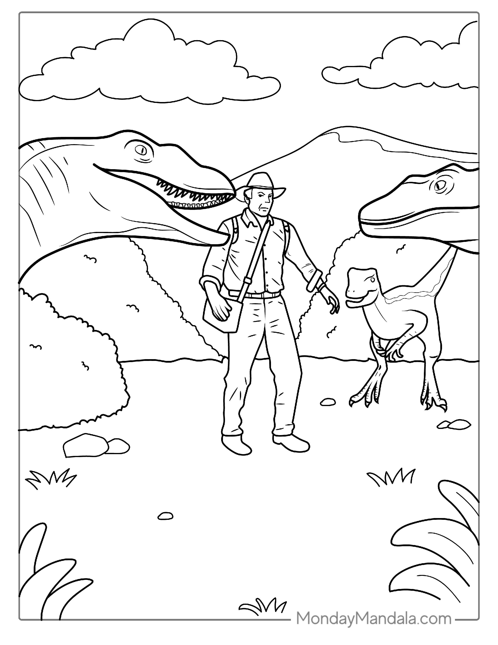 Jurassic Park Velociraptors Coloring Sheet