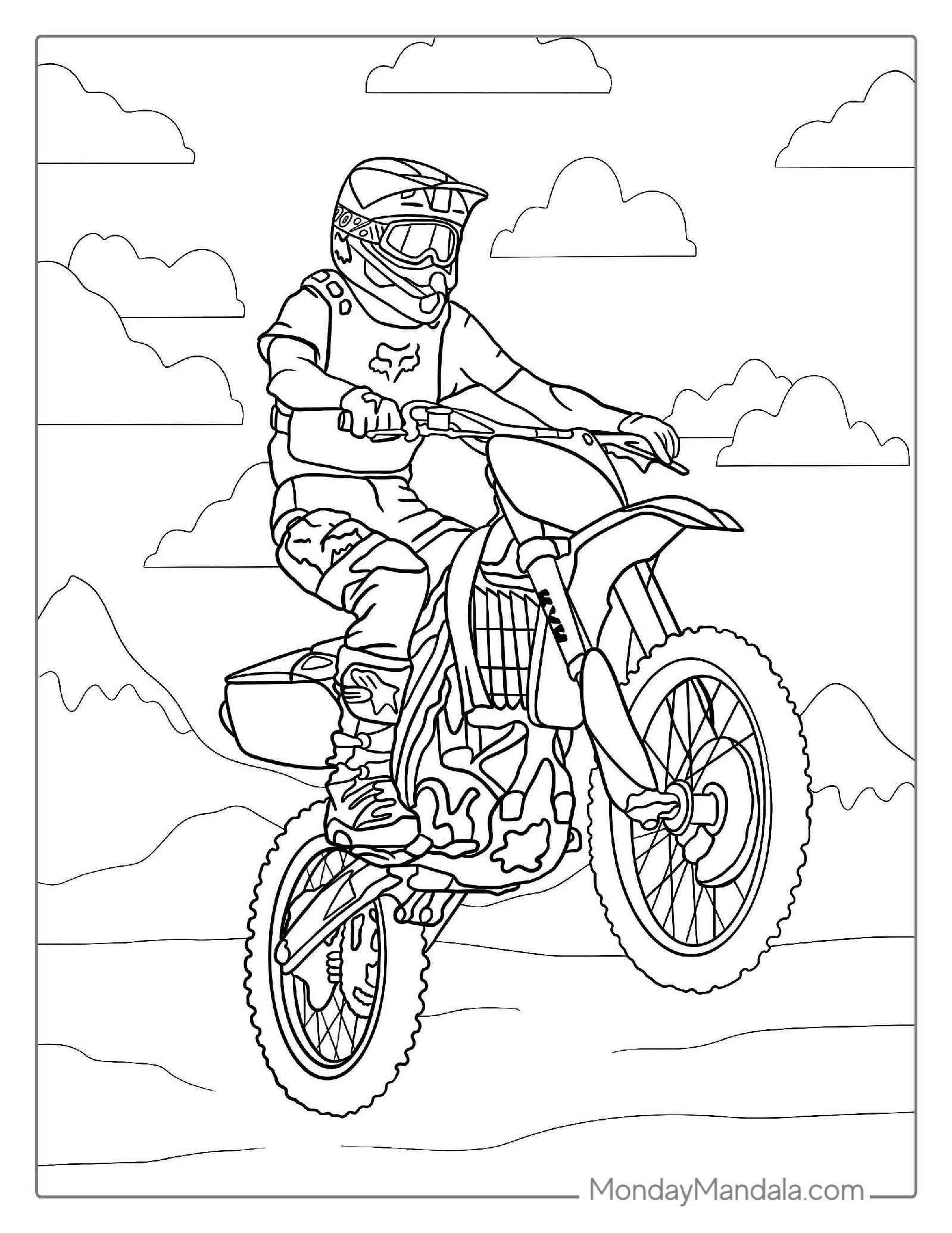 KTM Off Road Motorcycle Coloring Page