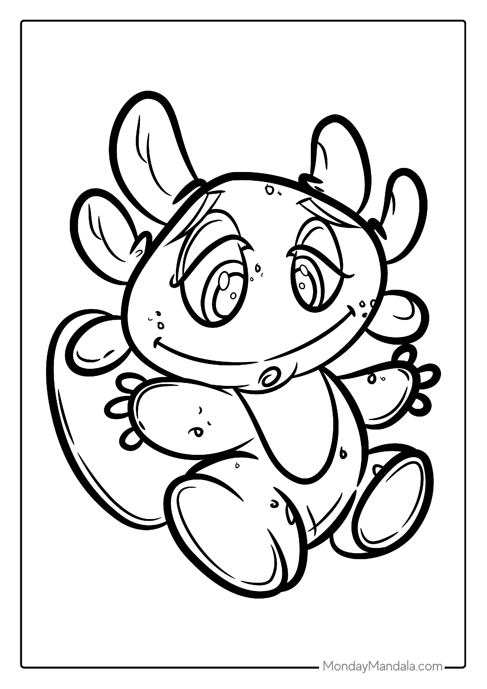 Kawaii Axolotl Coloring In Page