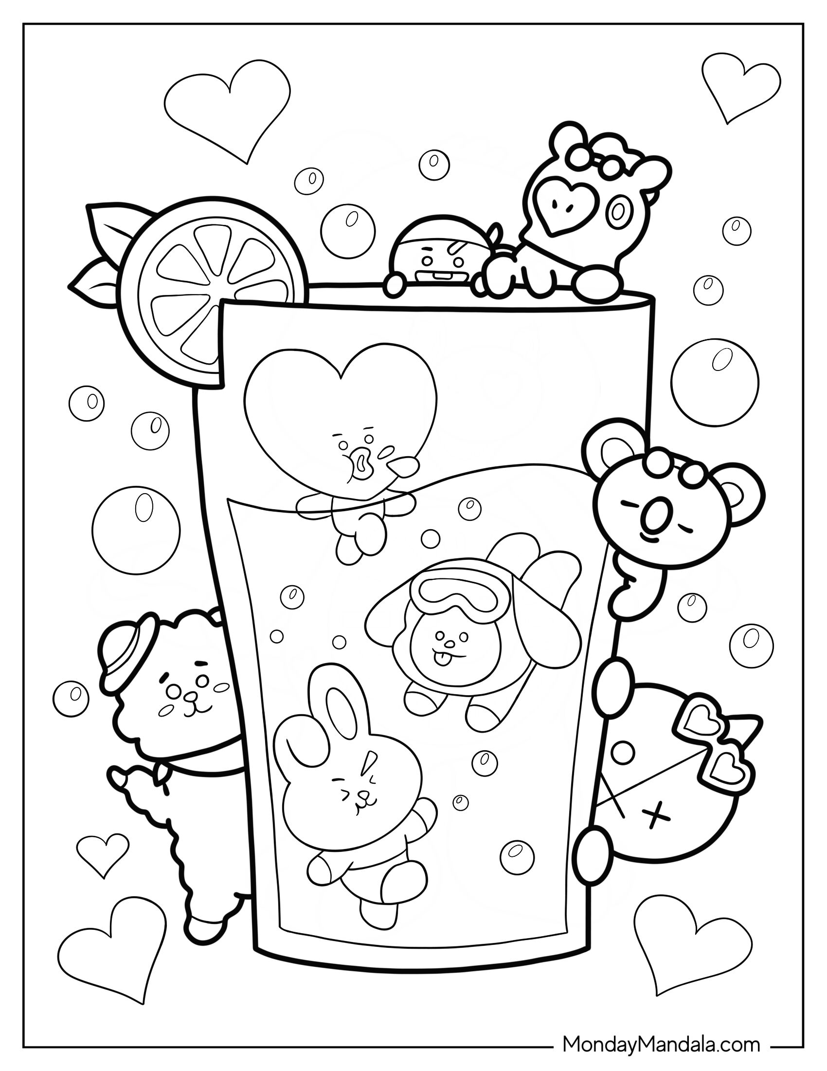 Kawaii BT21 Coloring Page In Iced Tea