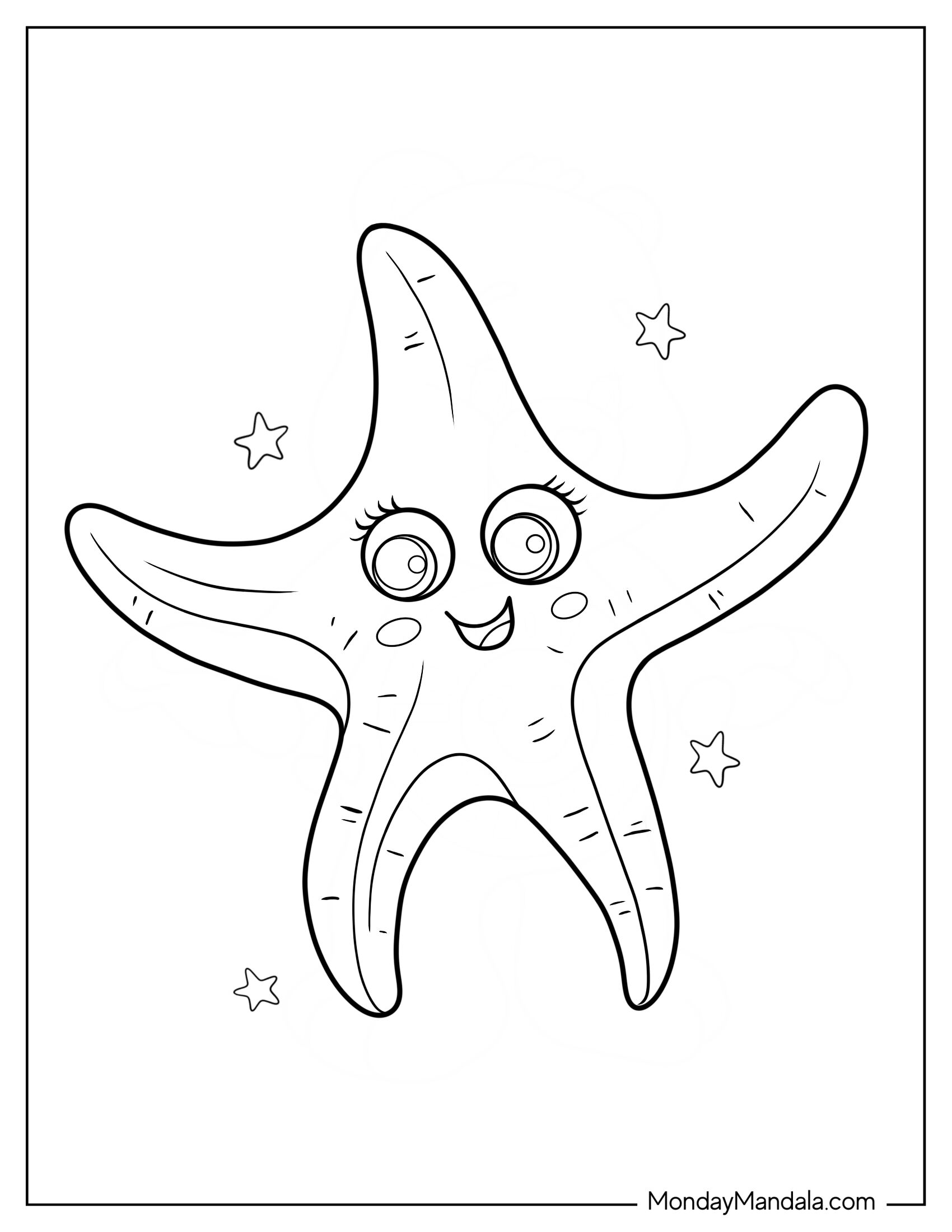 Kawaii Female Starfish Coloring Page