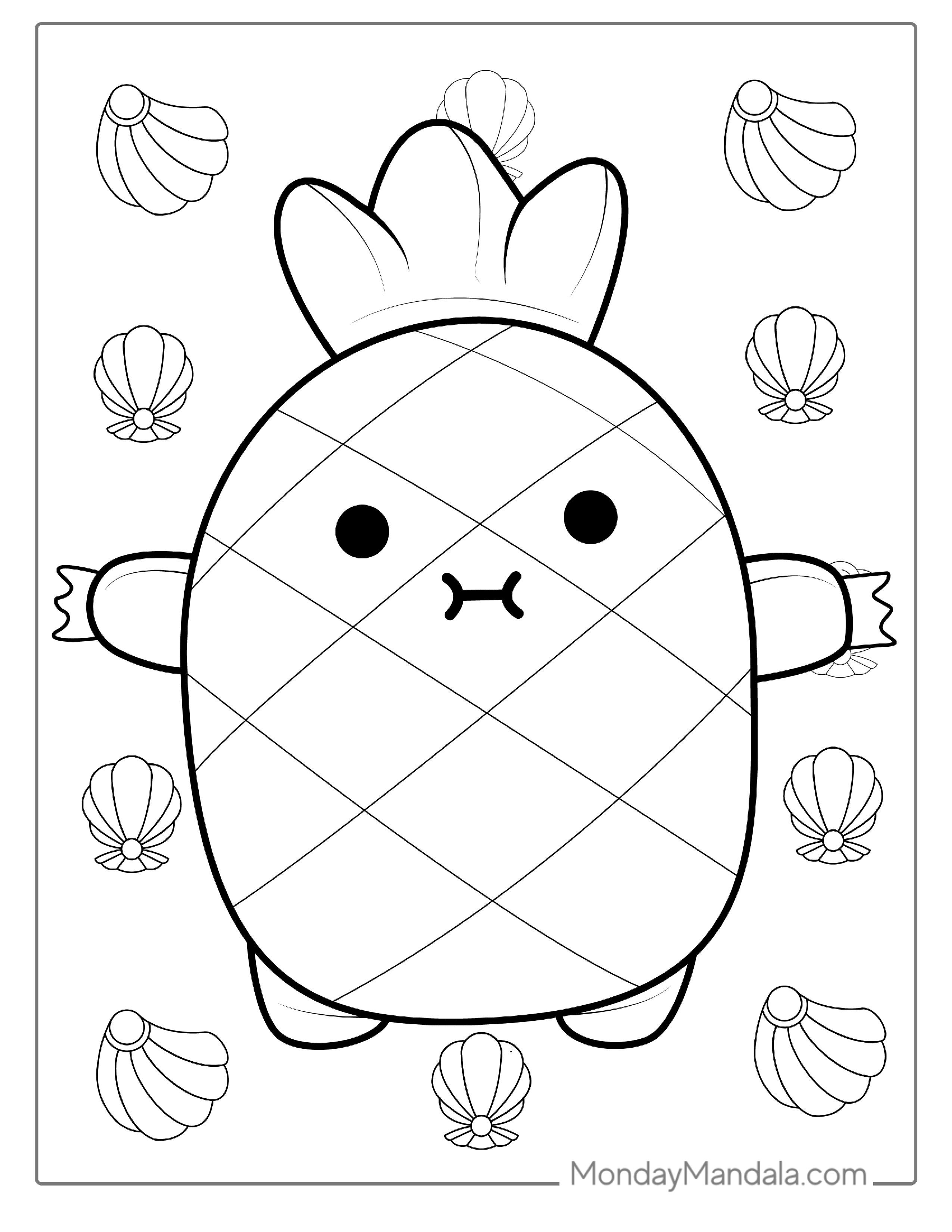 Kawaii Pineapple Coloring Page