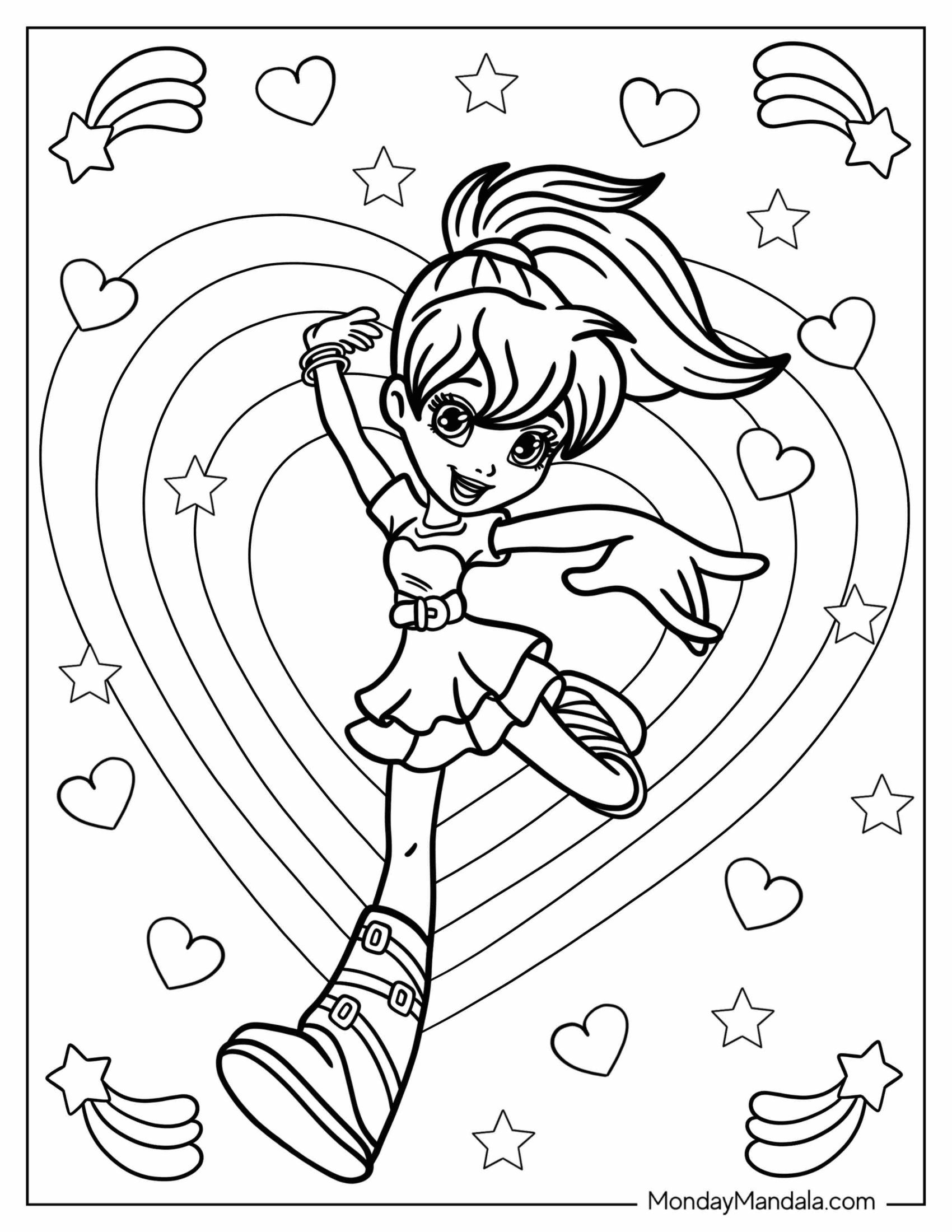 Kawaii Polly Pocket Coloring Page Dancing