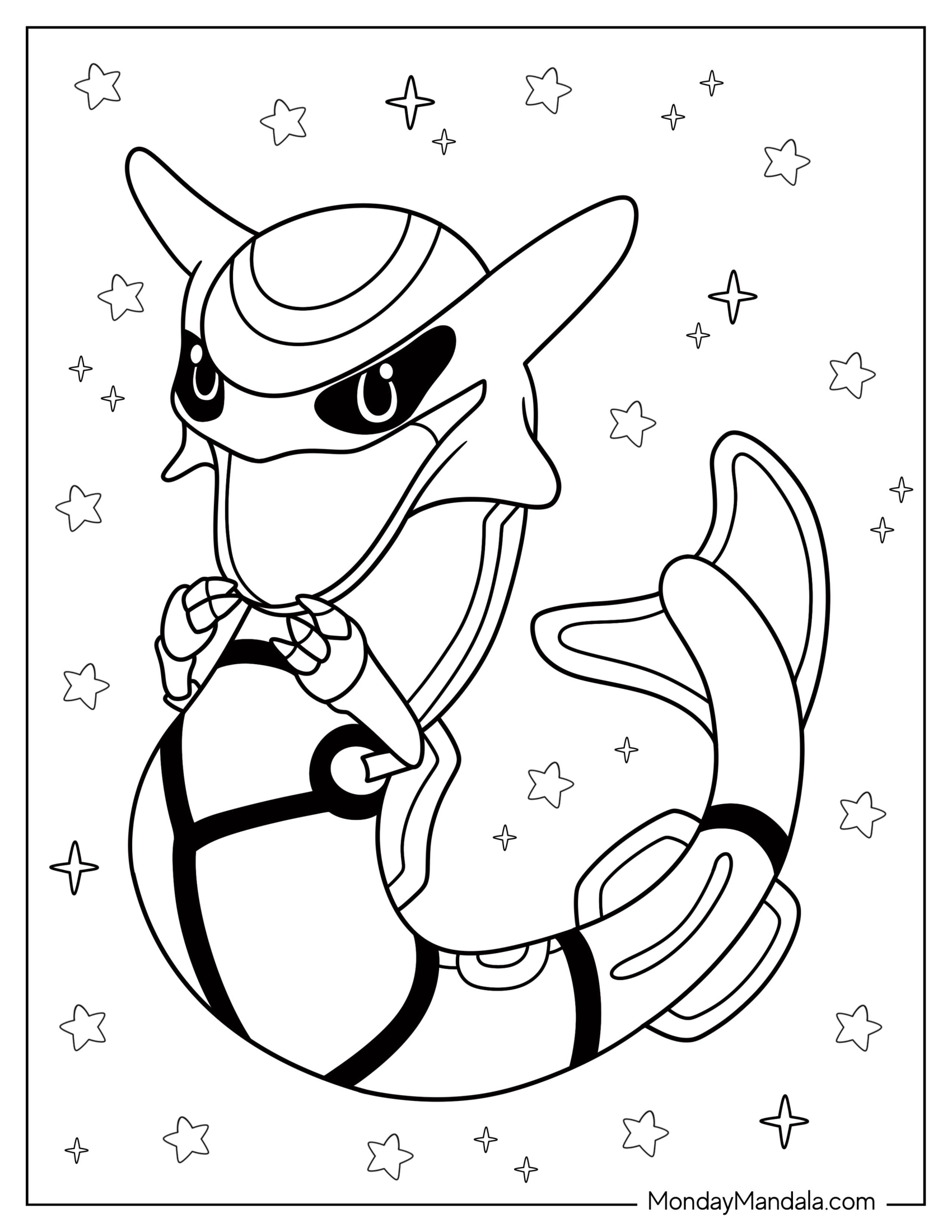 Kawaii Rayquaza Coloring Page For Kids