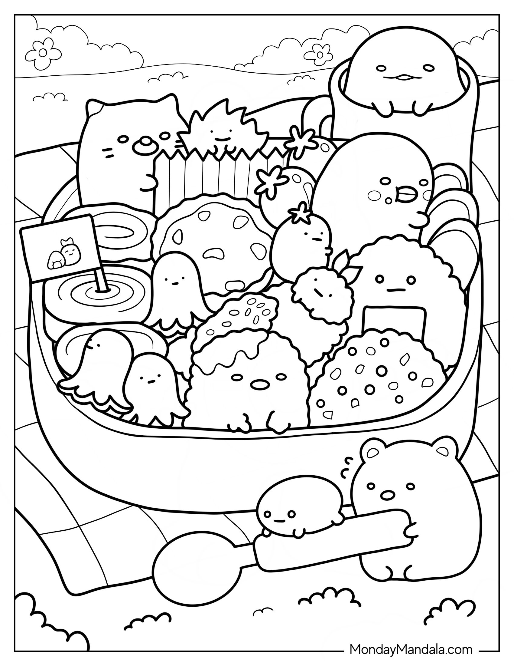 Kawaii Sumikko Gurashi Coloring Page In Bento