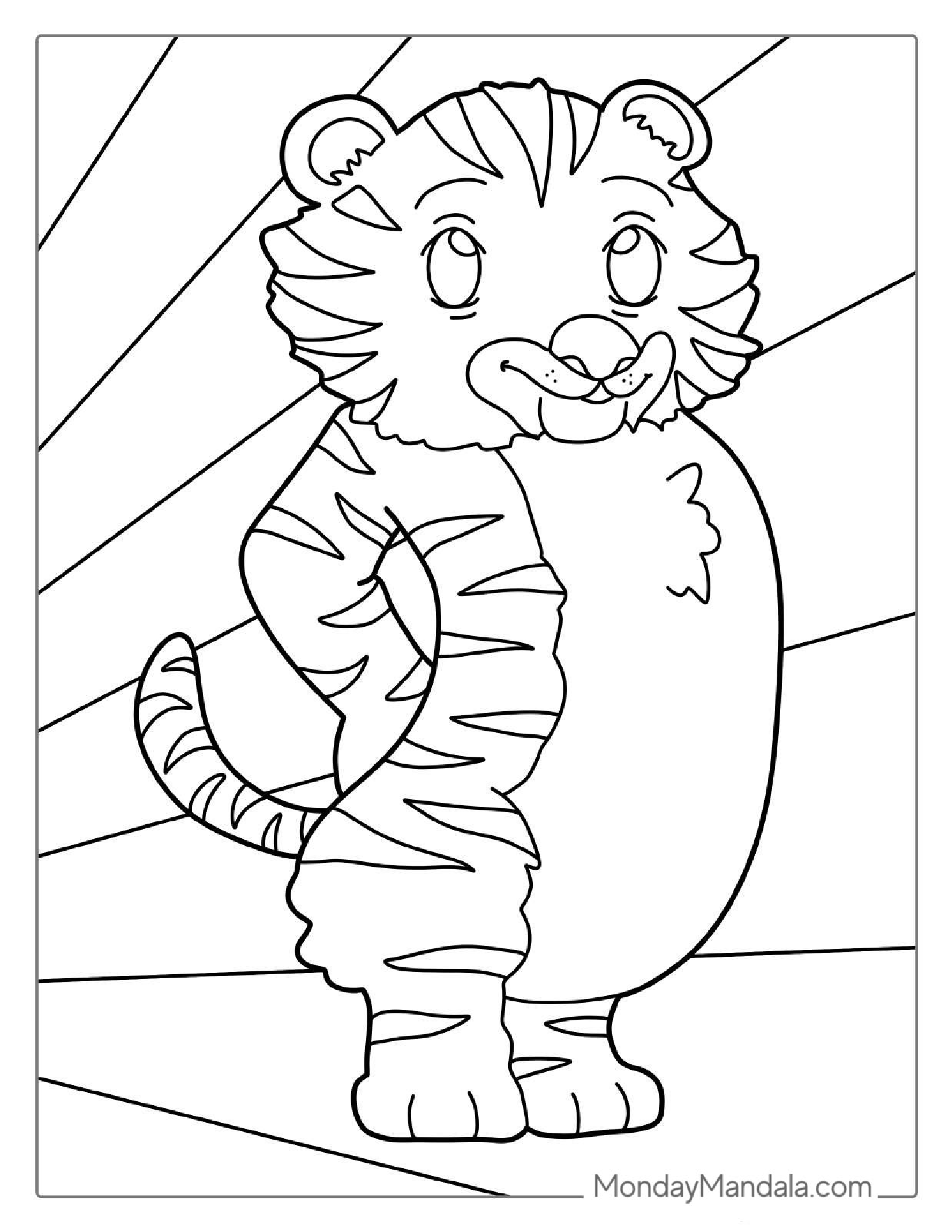 Kawaii Tiger To Color