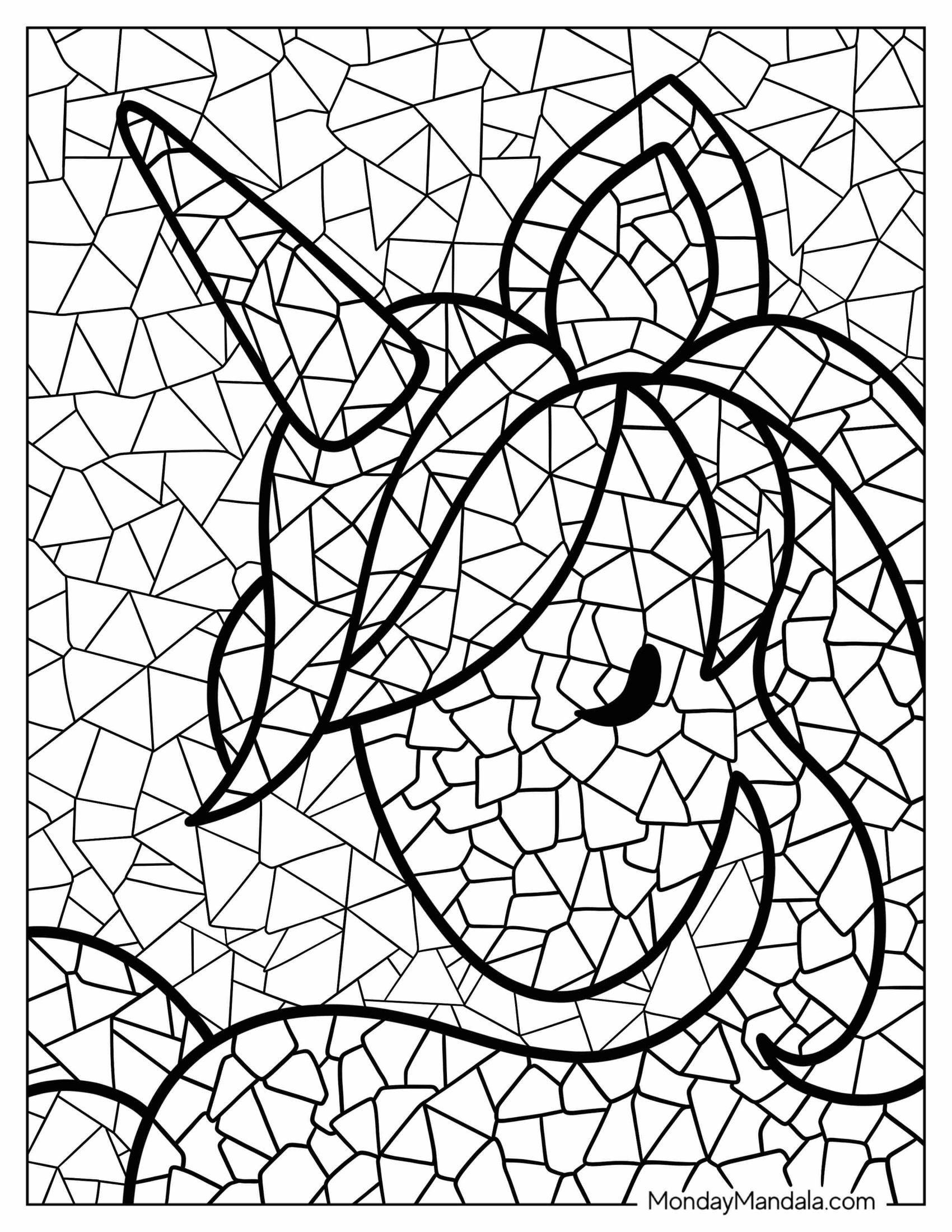 Kawaii Unicorn Mosaic Coloring Page