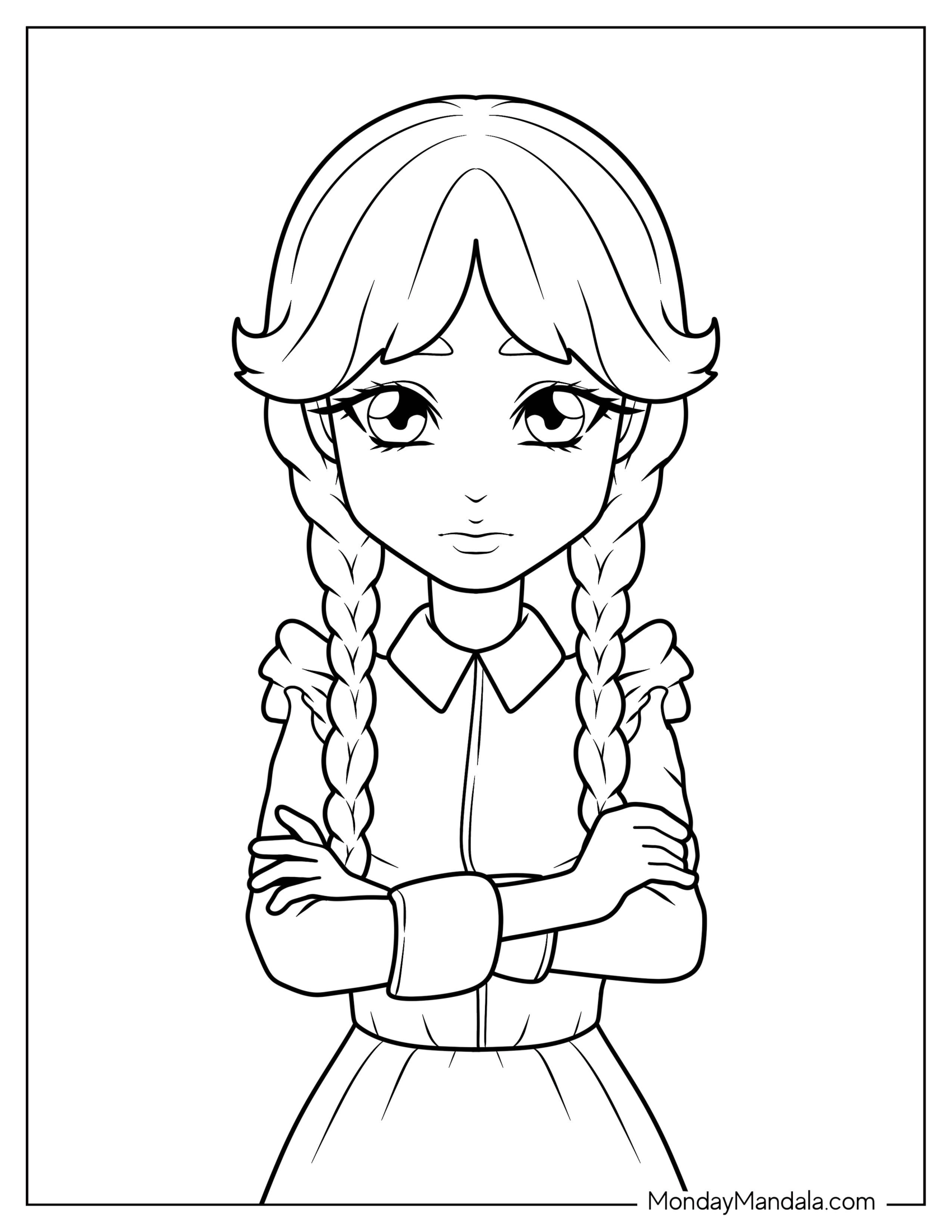 Kawaii Wednesday Coloring Page For Kids