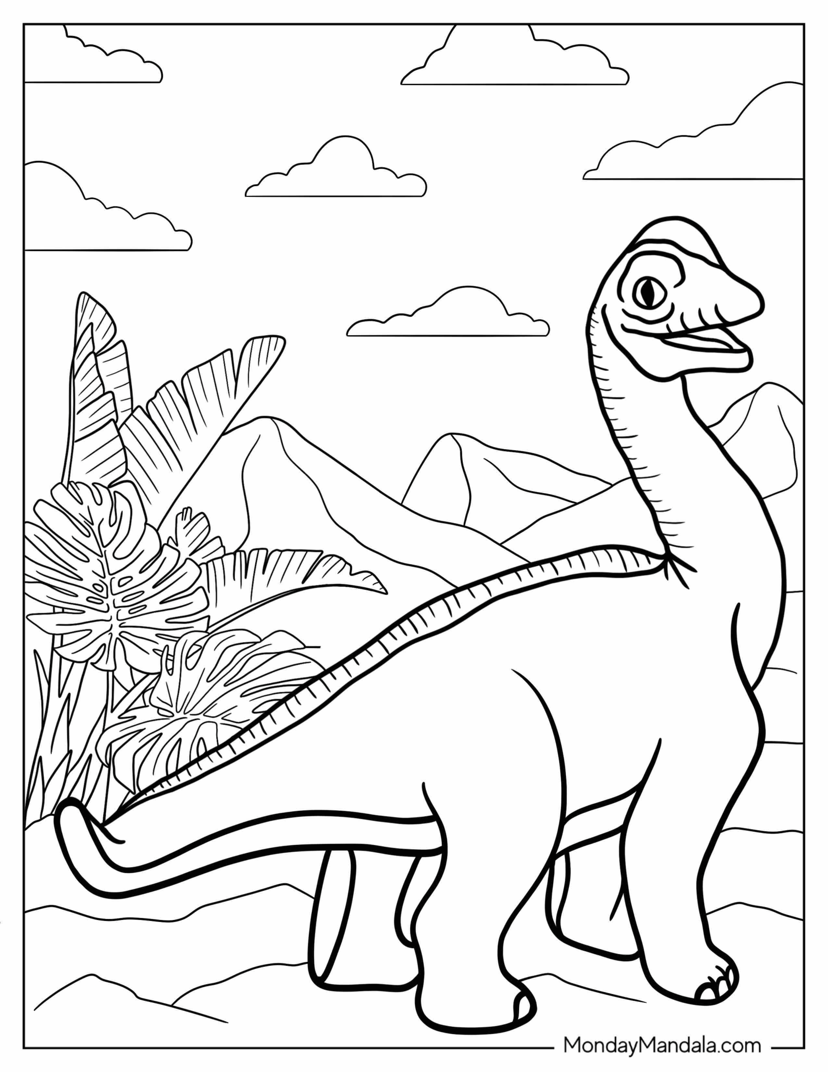 Kawaii Young Brachiosaurus Coloring Sheet