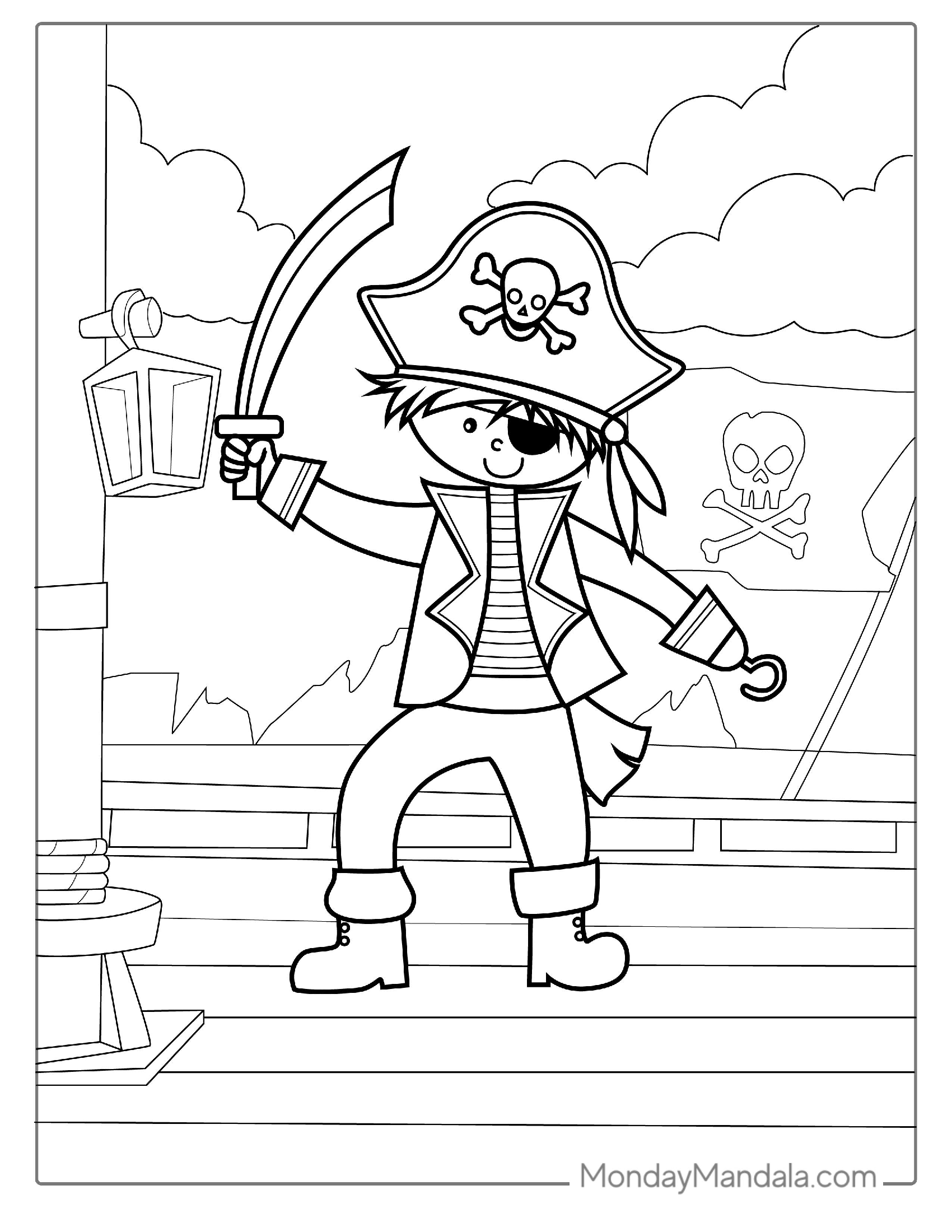 Kid Pirate With Eye Patch And Hat