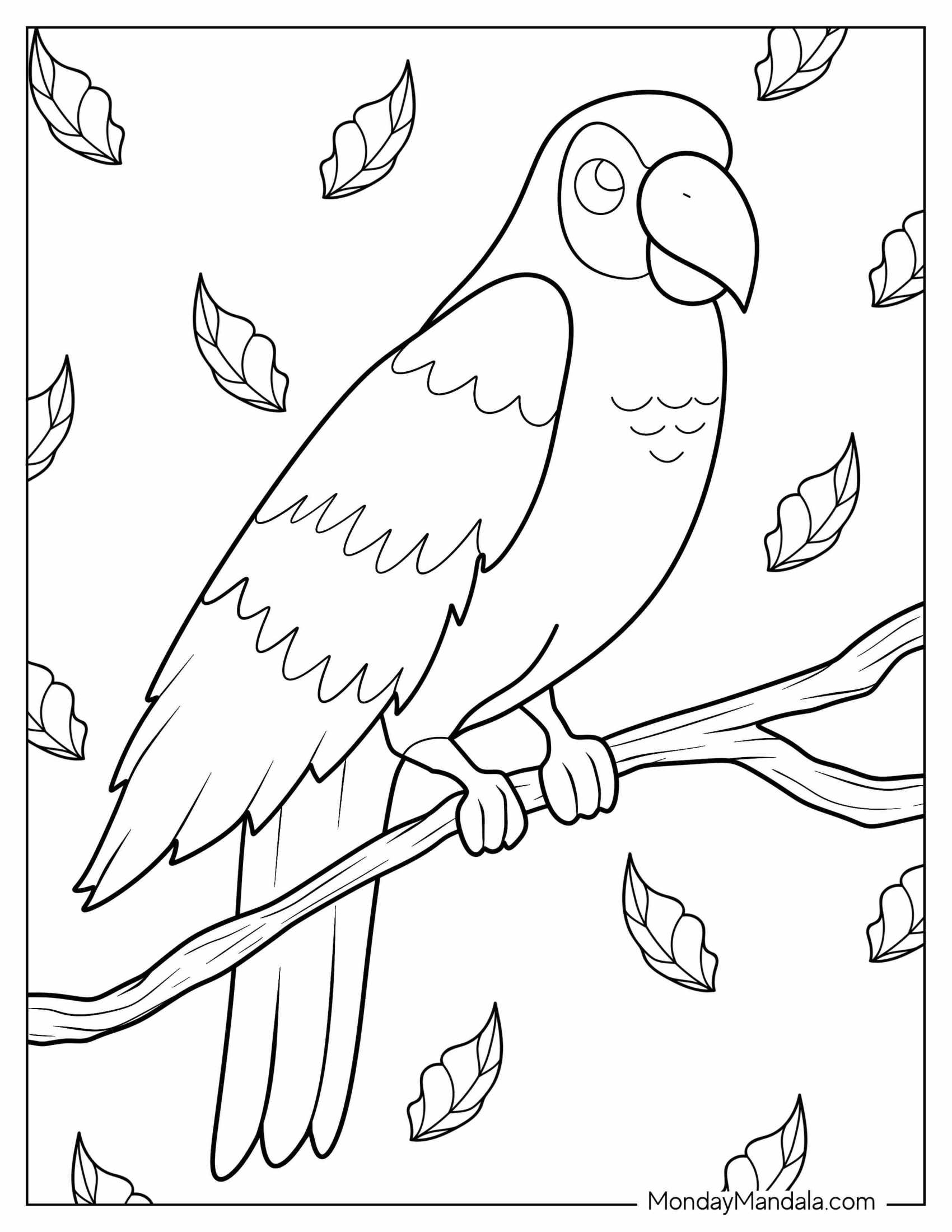 Kids Coloring Page Of a Parrot