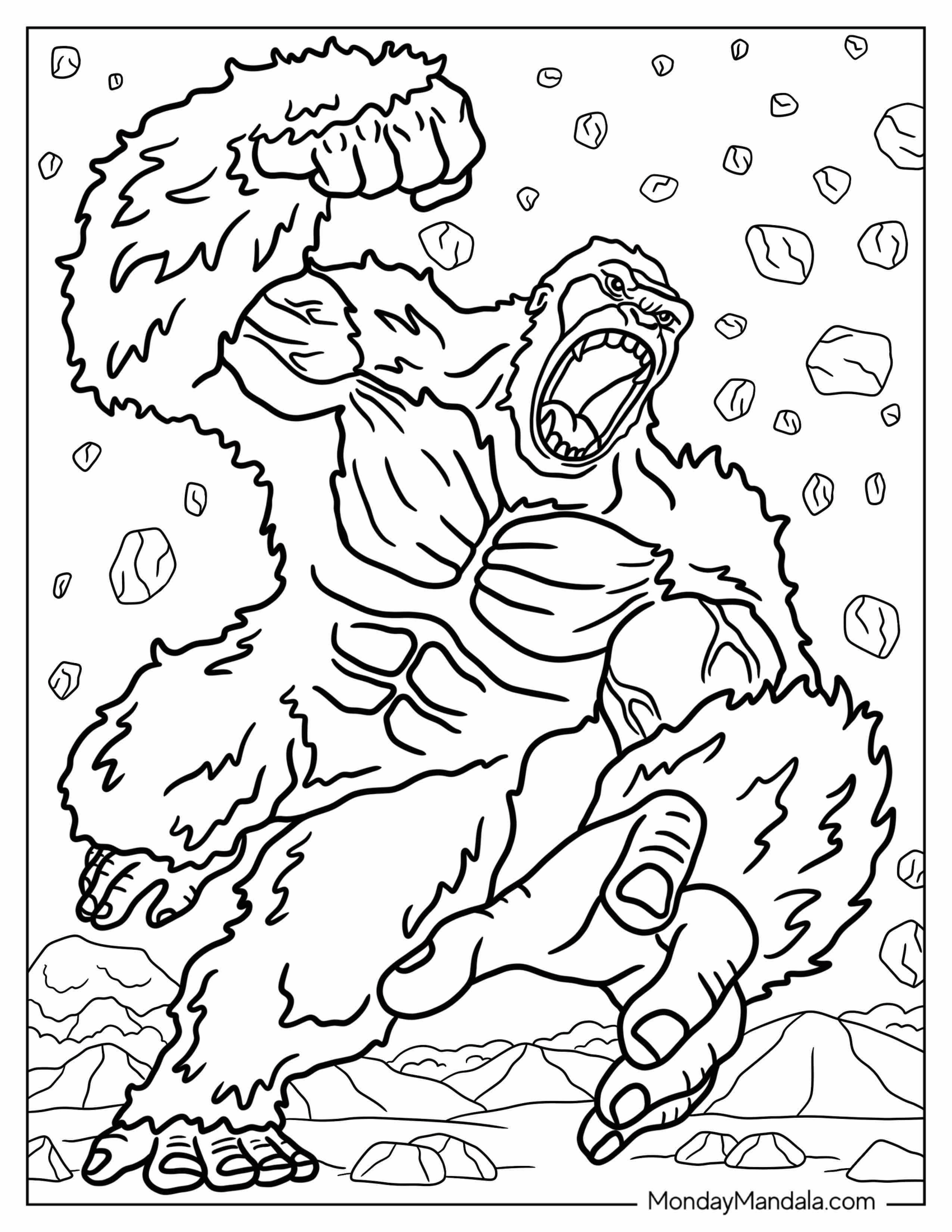 King Kong Coloring Page Running