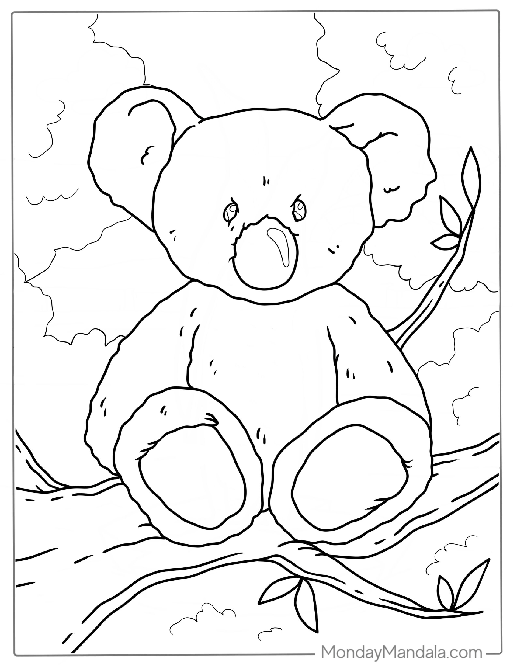 Koala Bear Teddy Coloring Picture For Kids