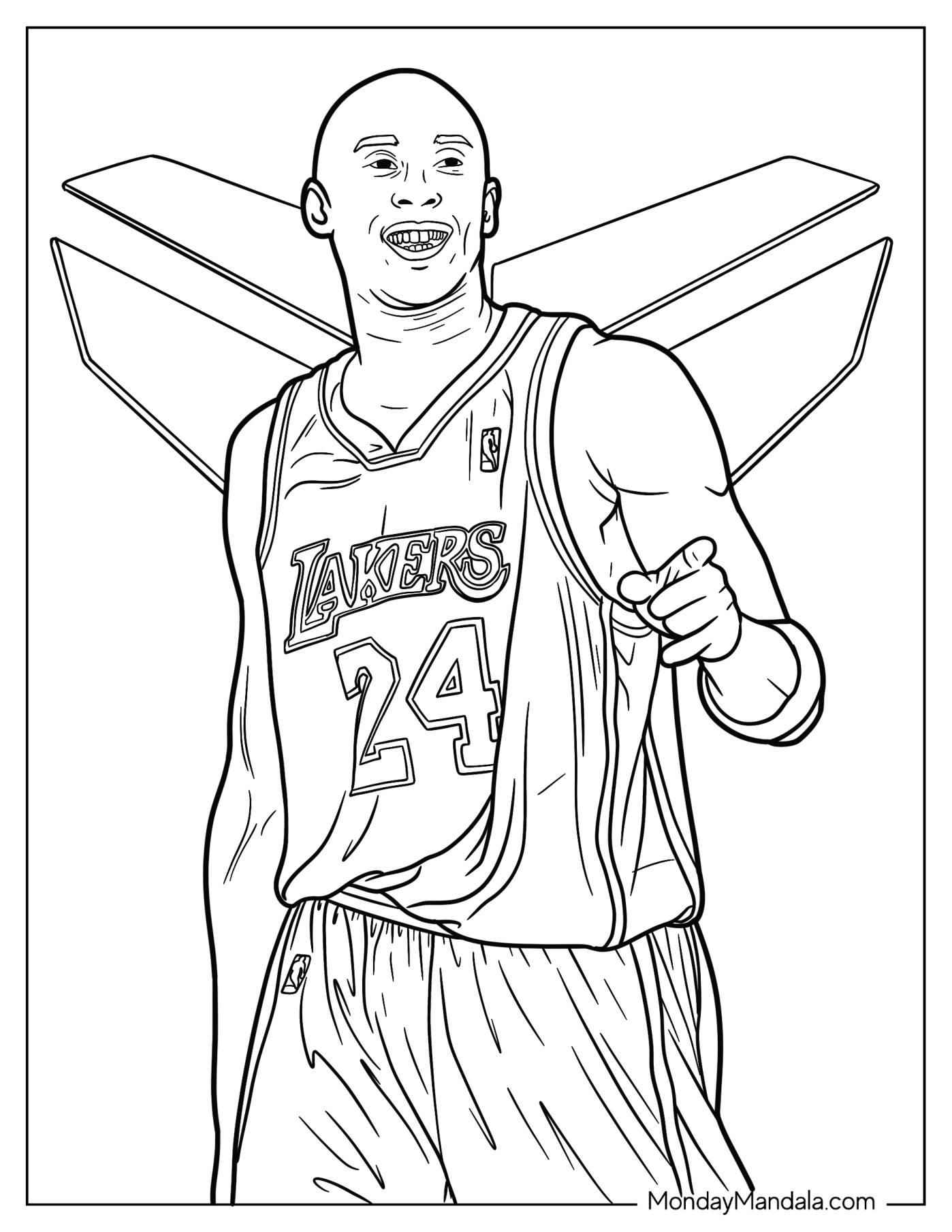 Kobe Bryant Coloring Page With Black Mamba Logo In Background