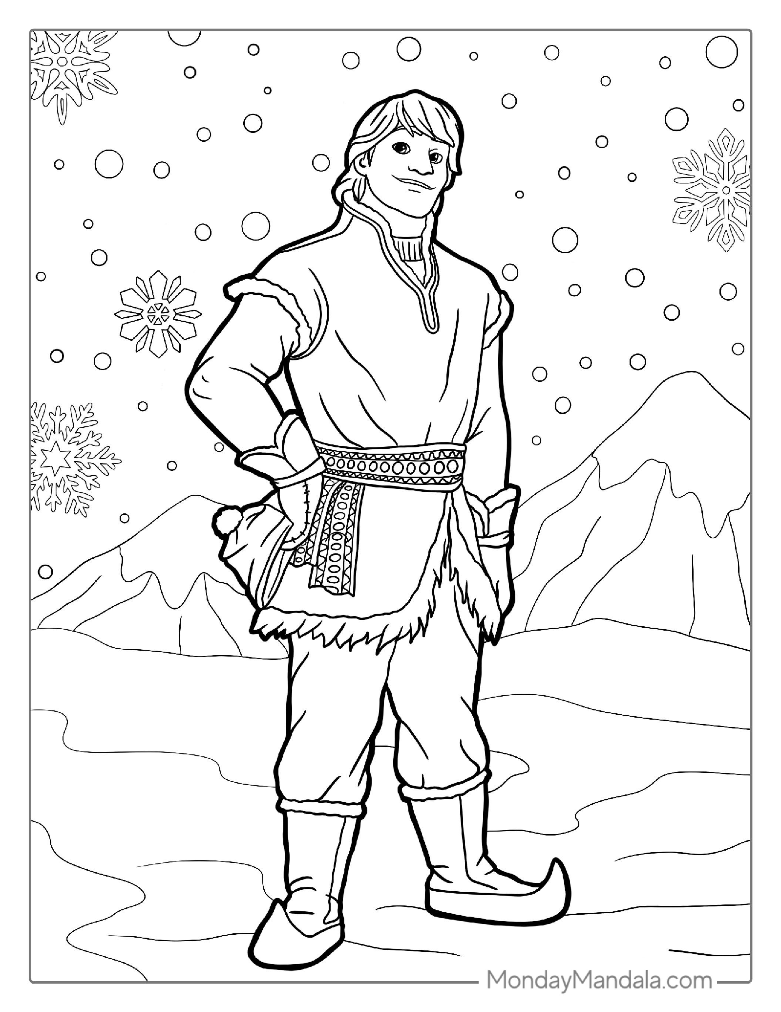 Kristoff In The Snow Coloring Page