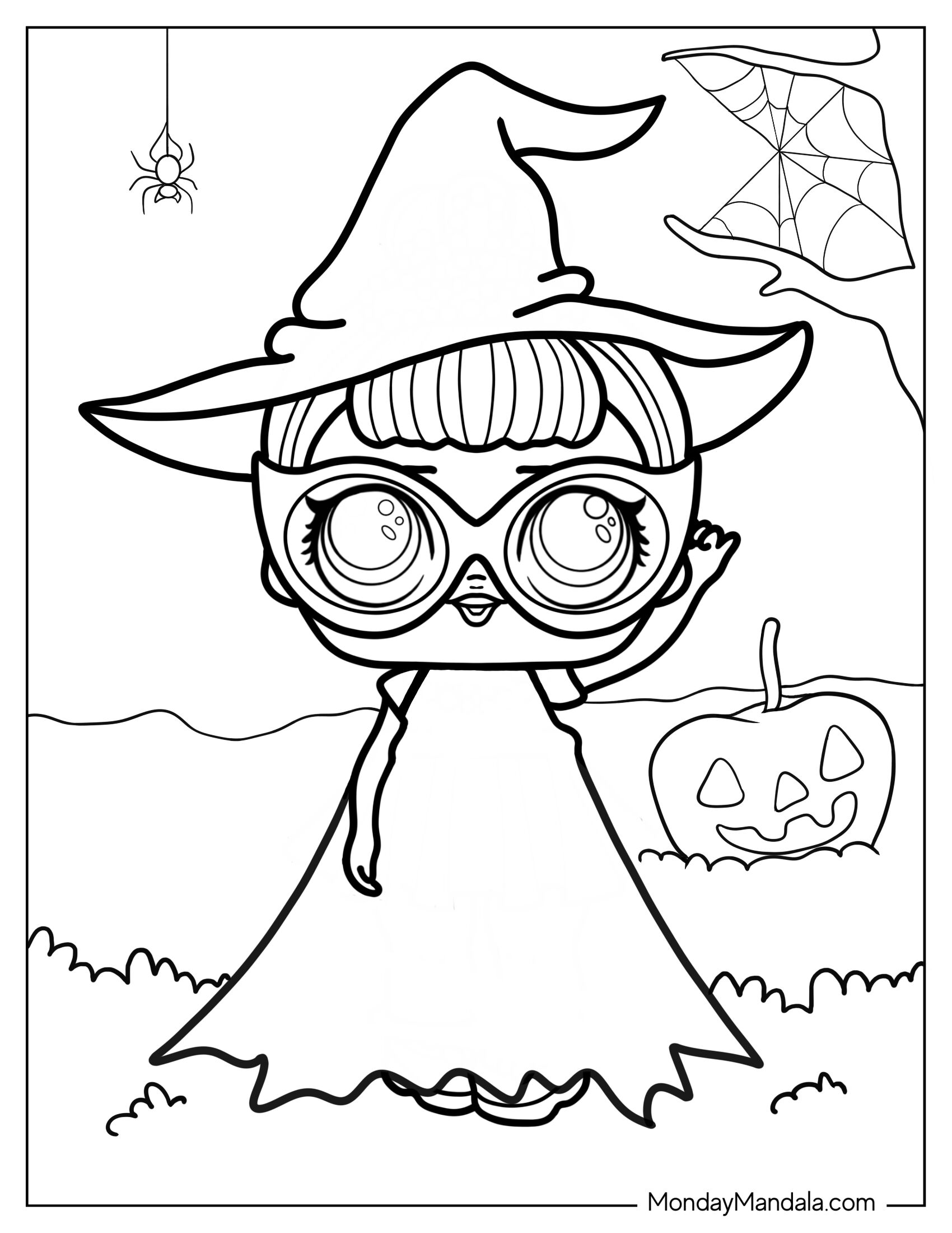 LOL Surprise Doll Dressed As a Witch To Color