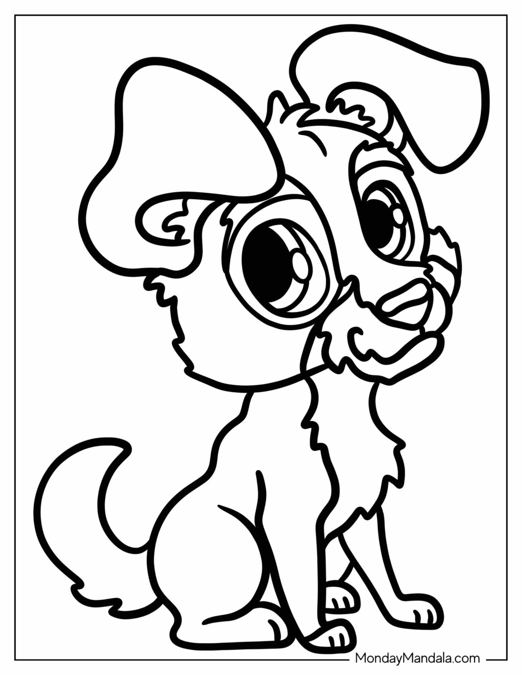 Lady And The Tramp Coloring Page Of Kawaii Tramp For Preschoolers