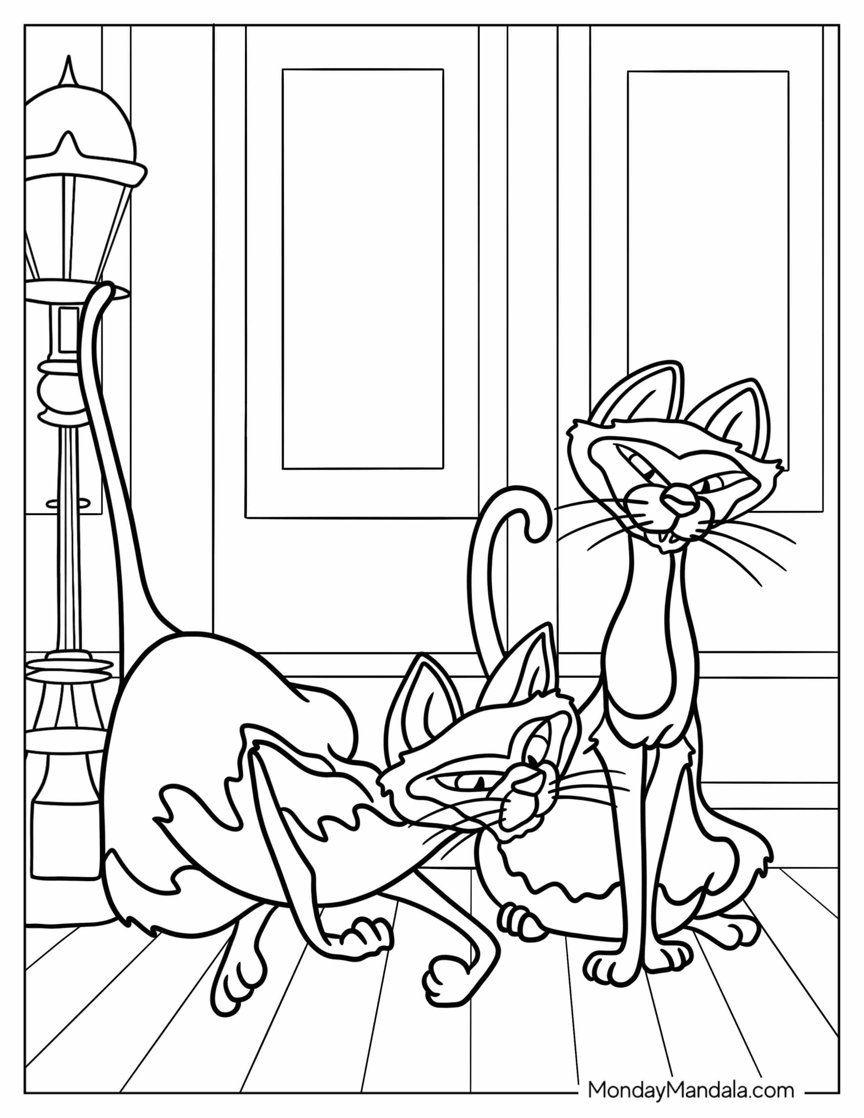 Lady And The Tramp Coloring Page Of Si And Am Siamese Cats