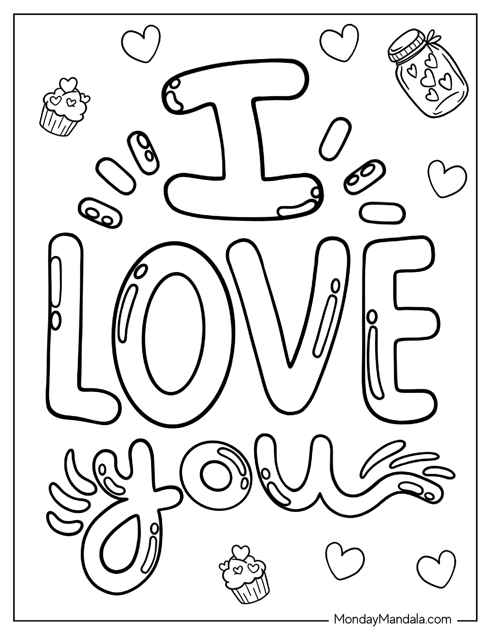 Large I Love You Text To Color