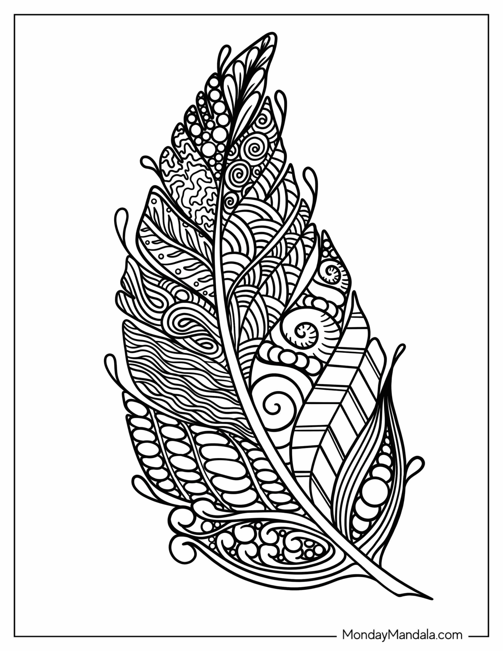 Leaf Zentangle Coloring Page