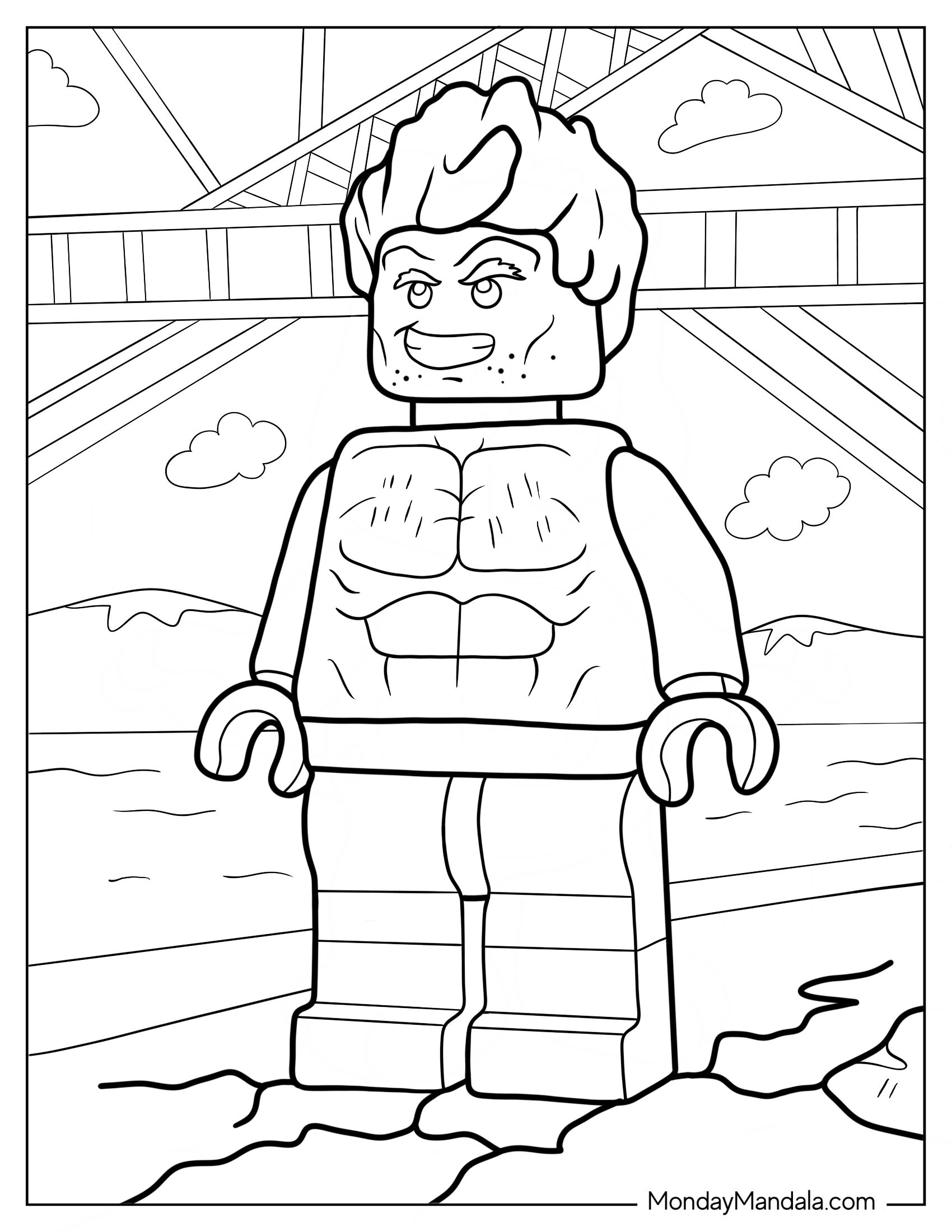 Lego Avengers Coloring Page Of Hulk Smirking