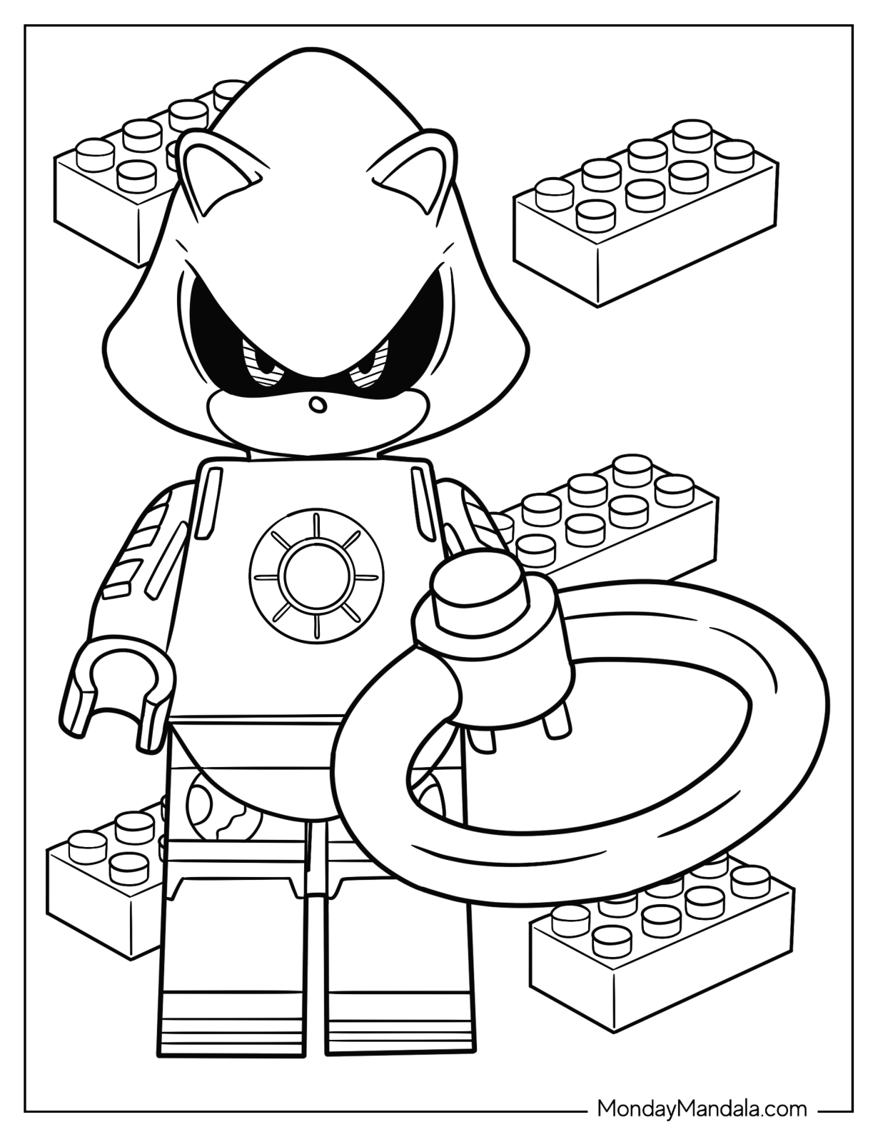 Lego Metal Sonic Coloring Page Holding Ring For Kids