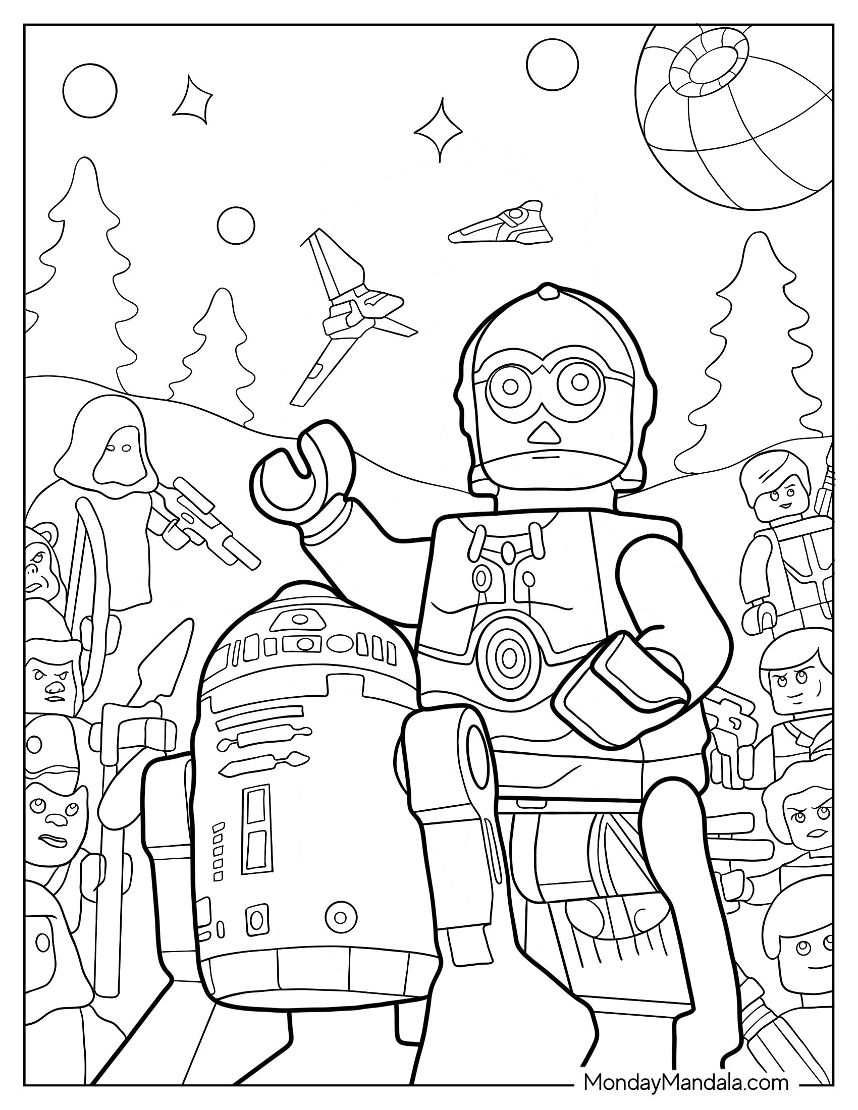 Lego Star Wars Coloring Page Of C-3PO And R2-D2