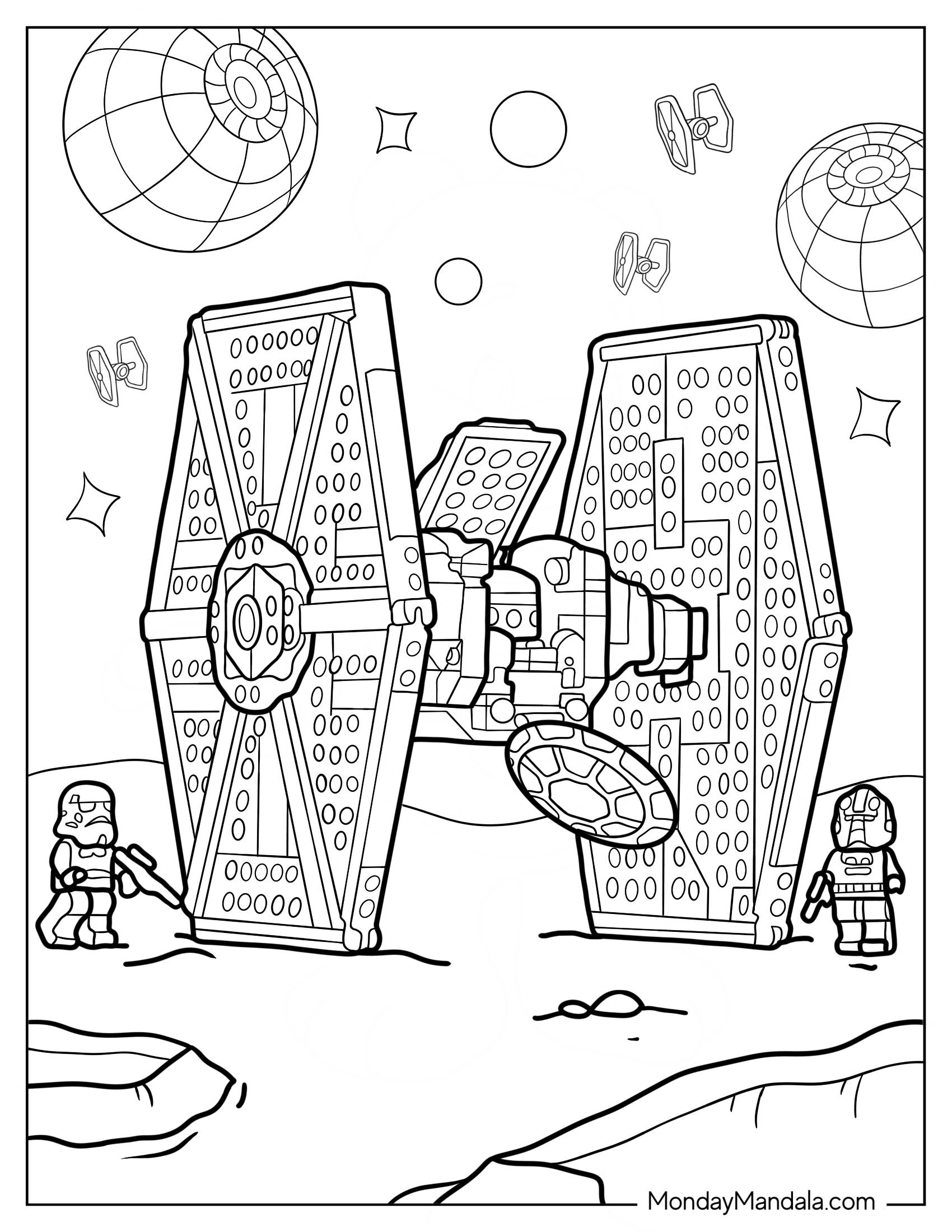 Lego Star Wars Coloring Page Of Imperial TIE Fighter