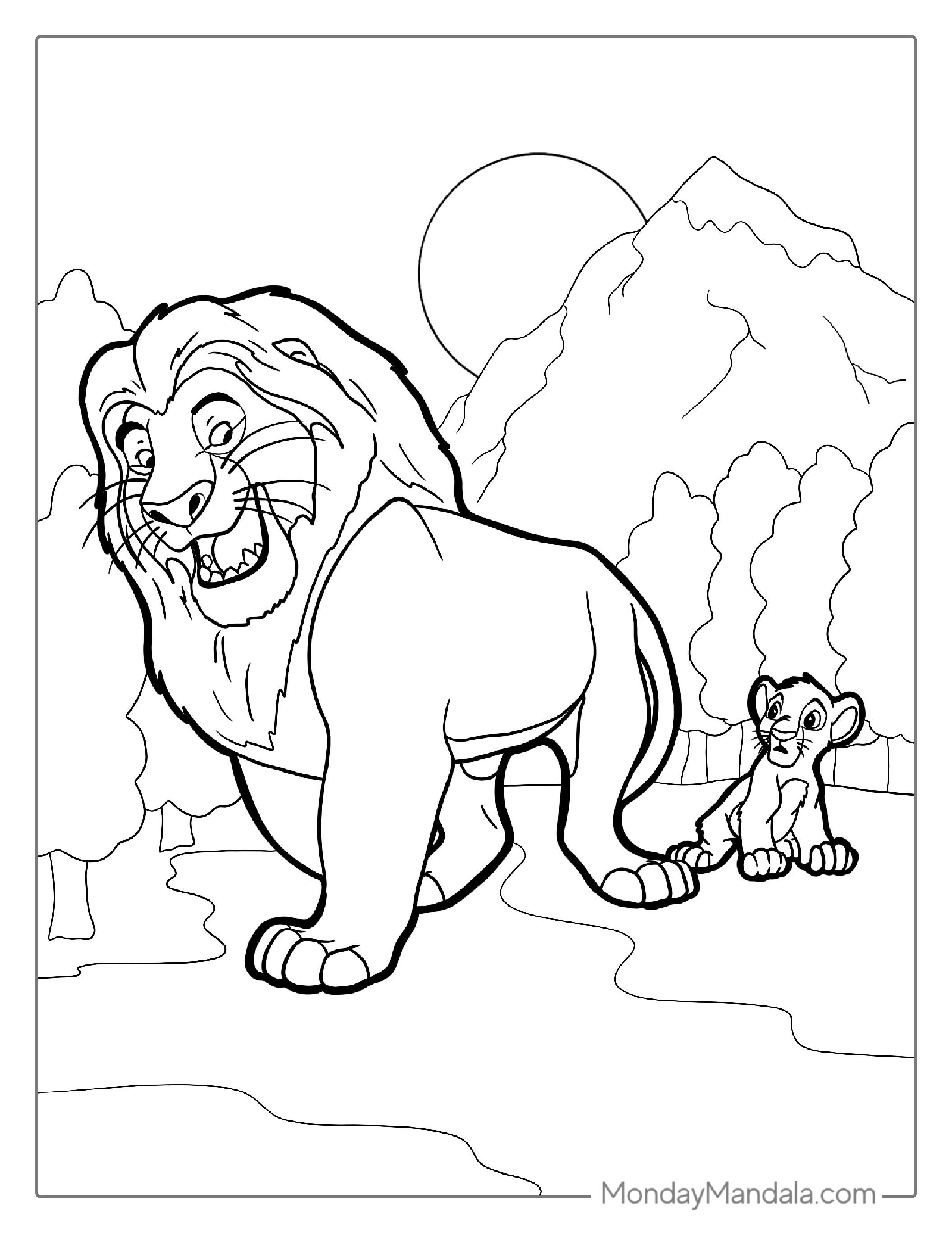 Lion King With Simba Coloring Page